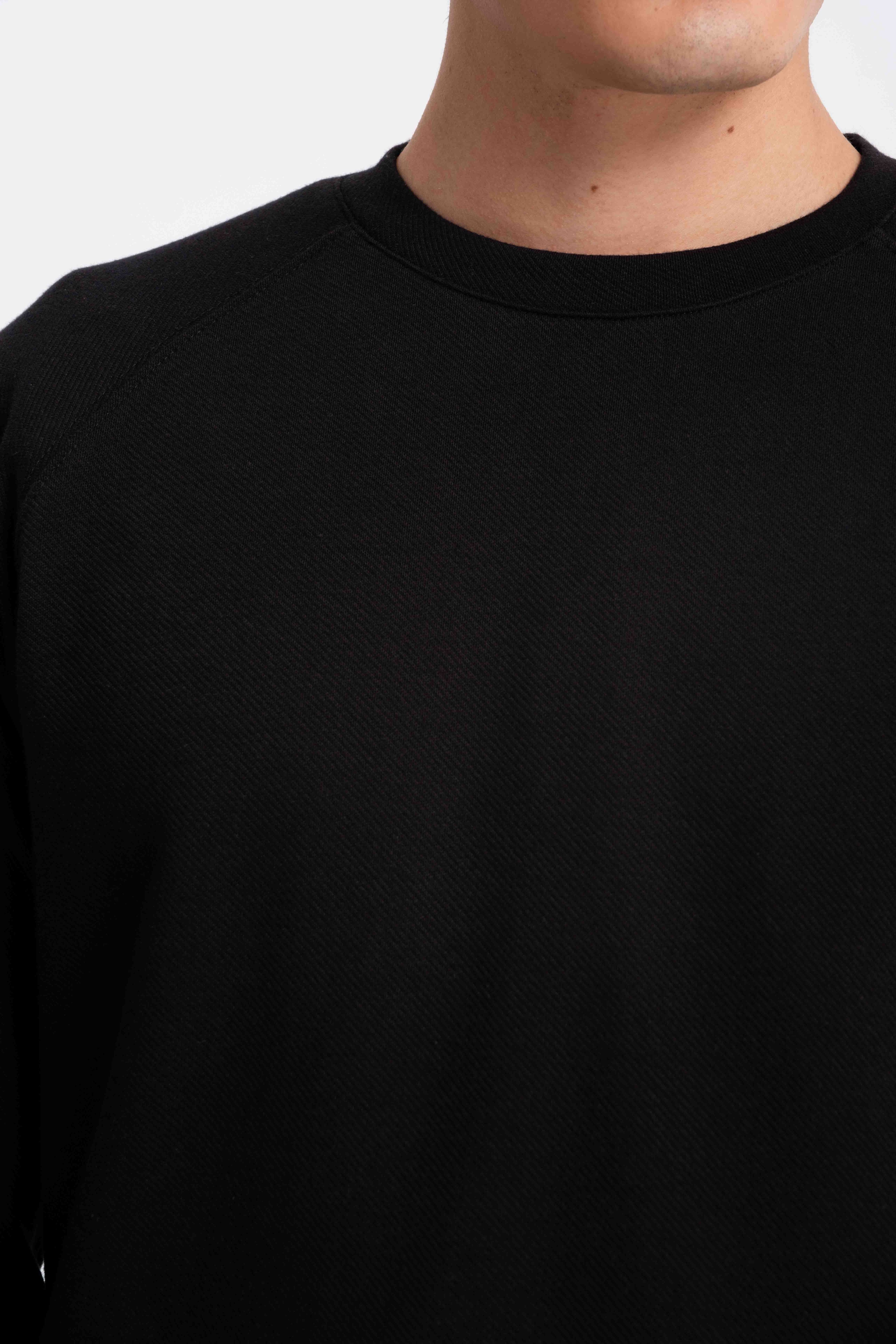 9522 JS 0 YAKA REGLAN KOL  DİYAGONEL SWEAT -R - Color: SİYAH