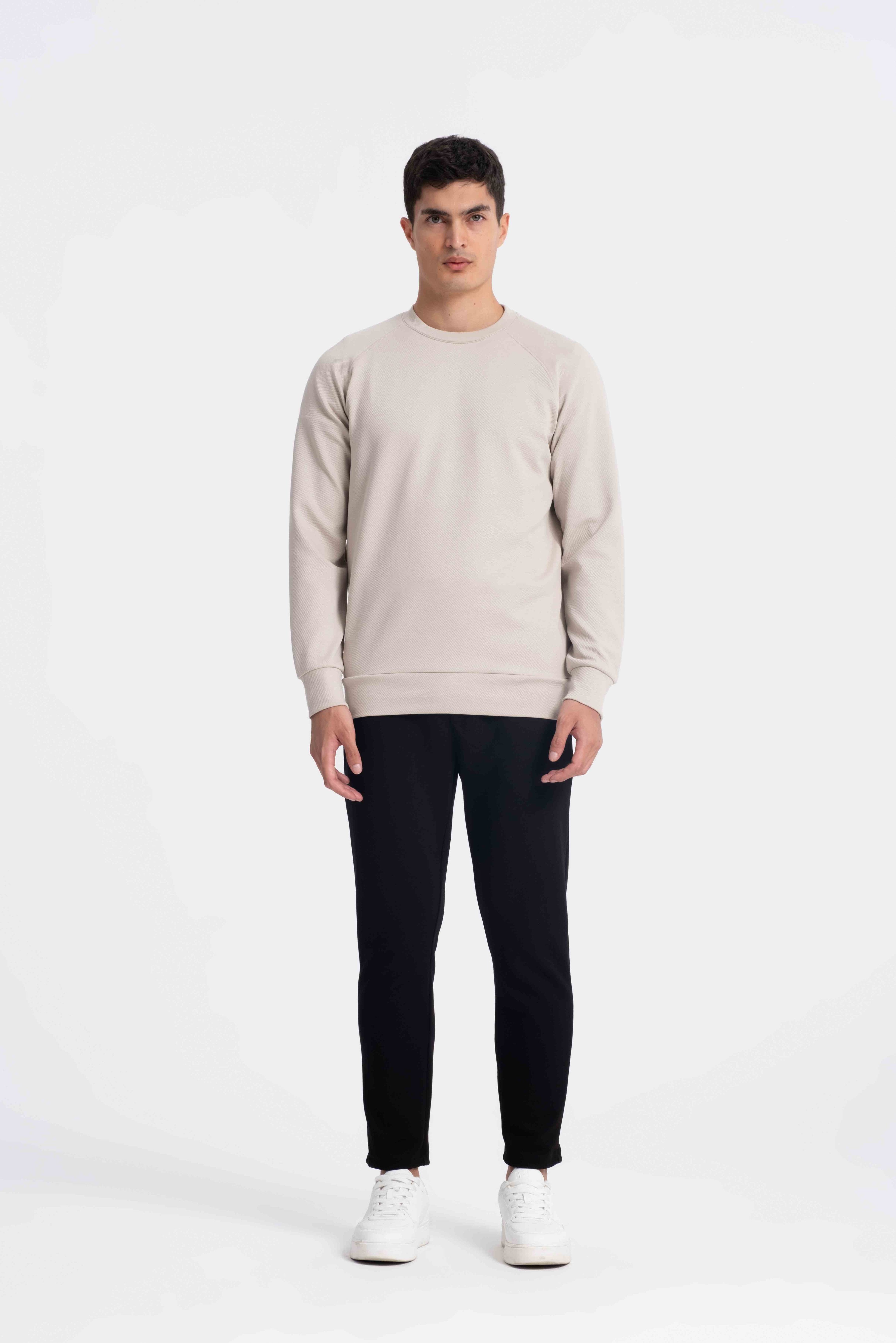 9522 JS 0 YAKA REGLAN KOL  DİYAGONEL SWEAT -R - Color: TAŞ