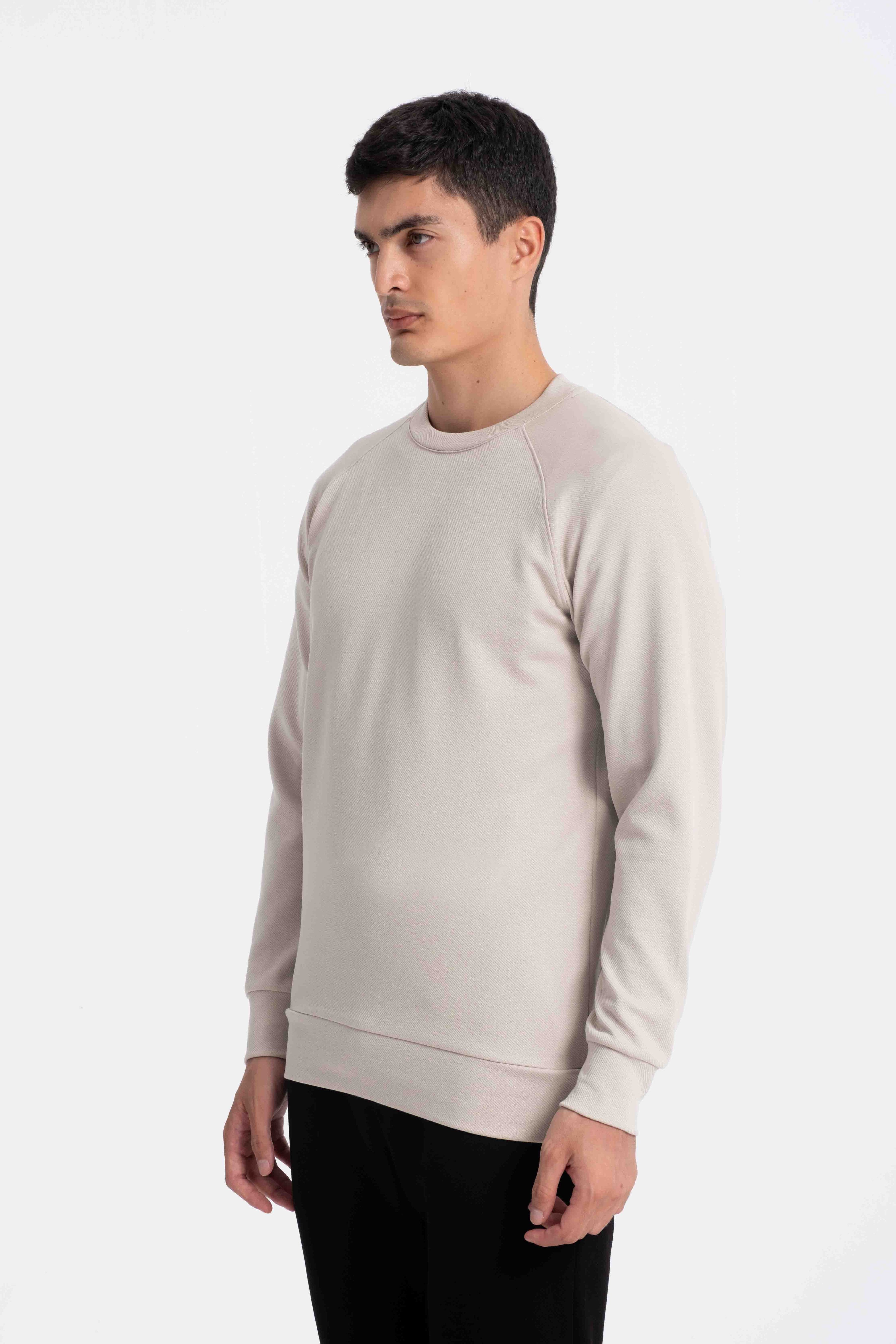 9522 JS 0 YAKA REGLAN KOL  DİYAGONEL SWEAT -R - Color: TAŞ