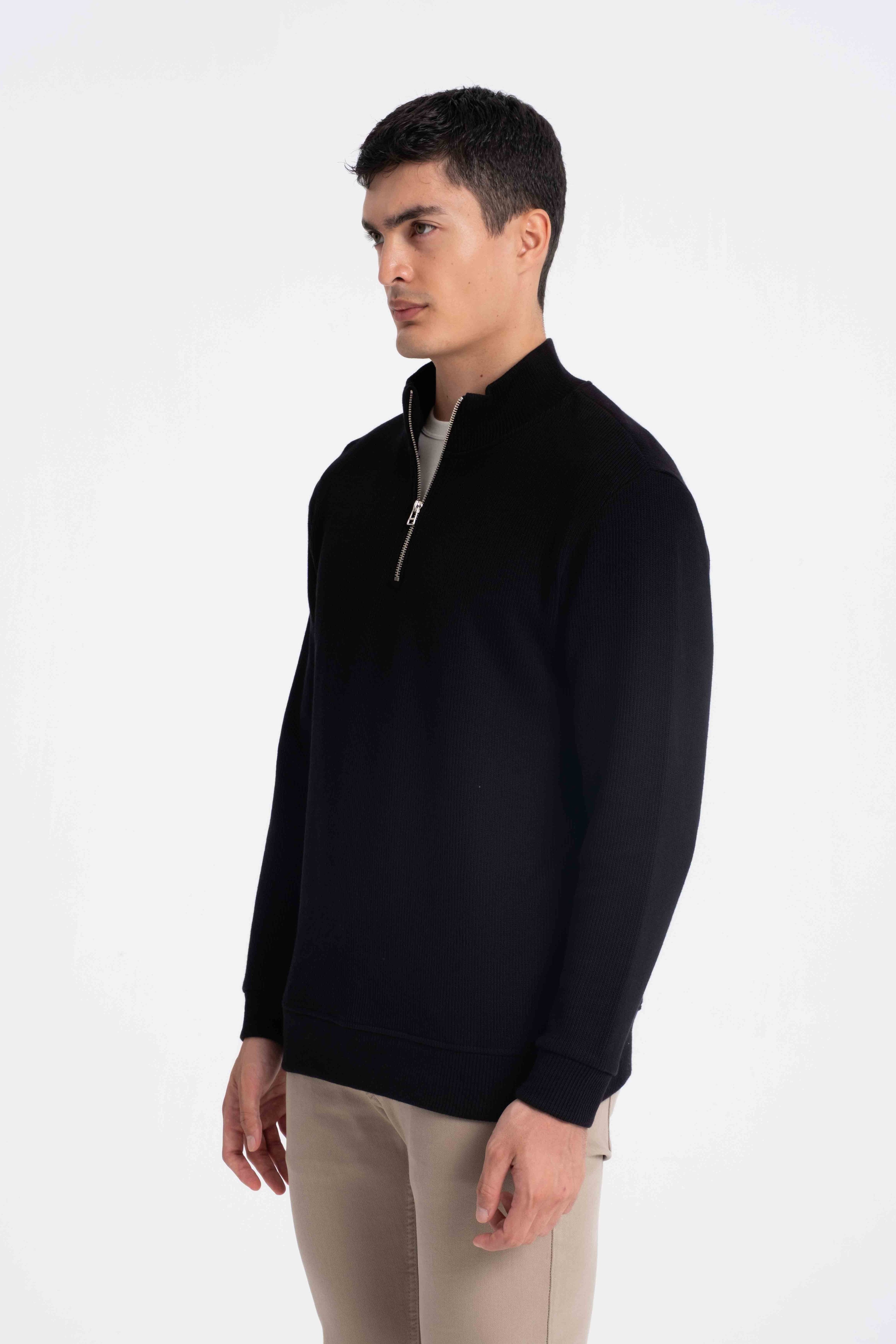 9551 JS DİK YAKA GİPELİ SELANİK SWEAT -R - Color: SİYAH