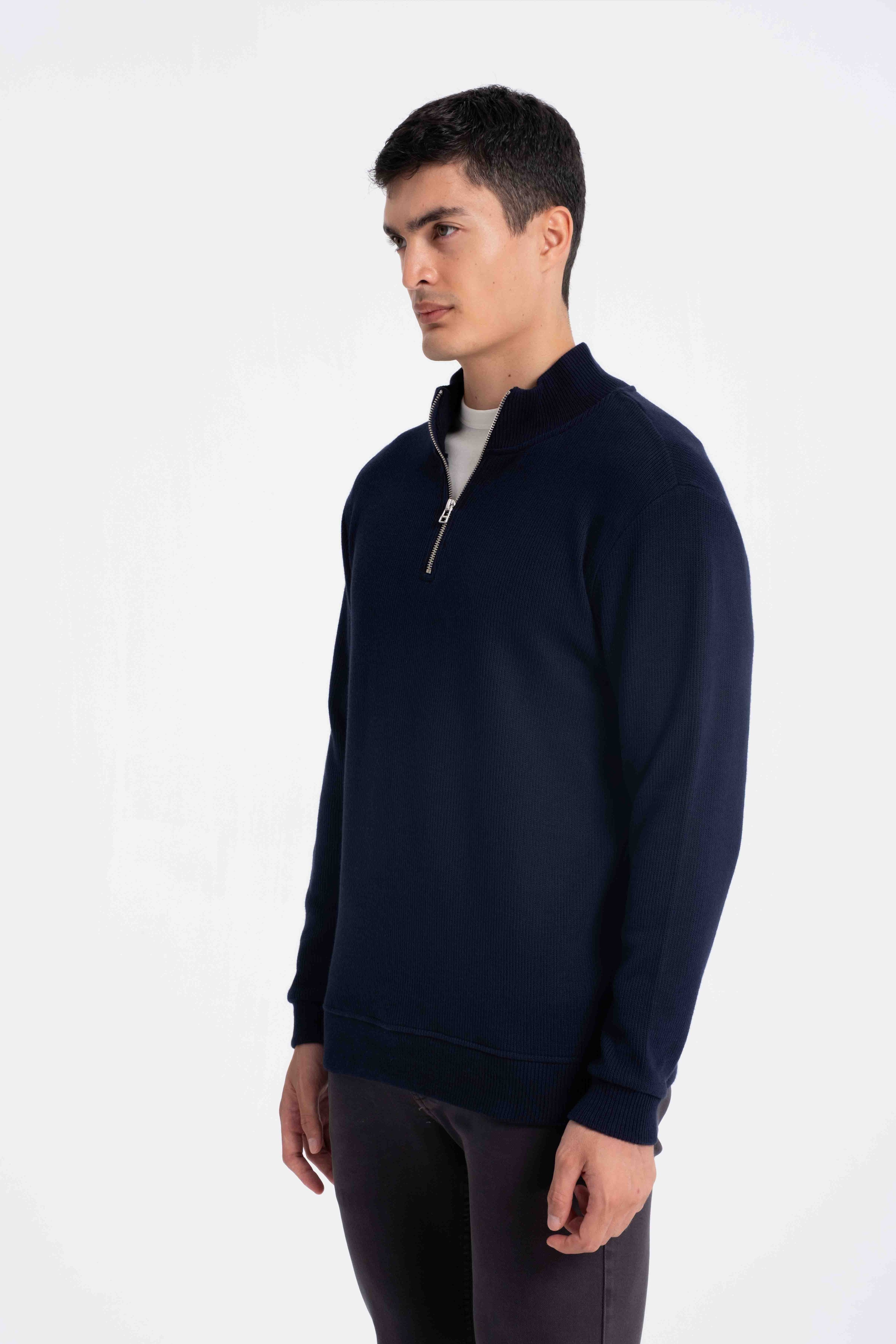 9551 JS DİK YAKA GİPELİ SELANİK SWEAT -R - Color: LACİVERT