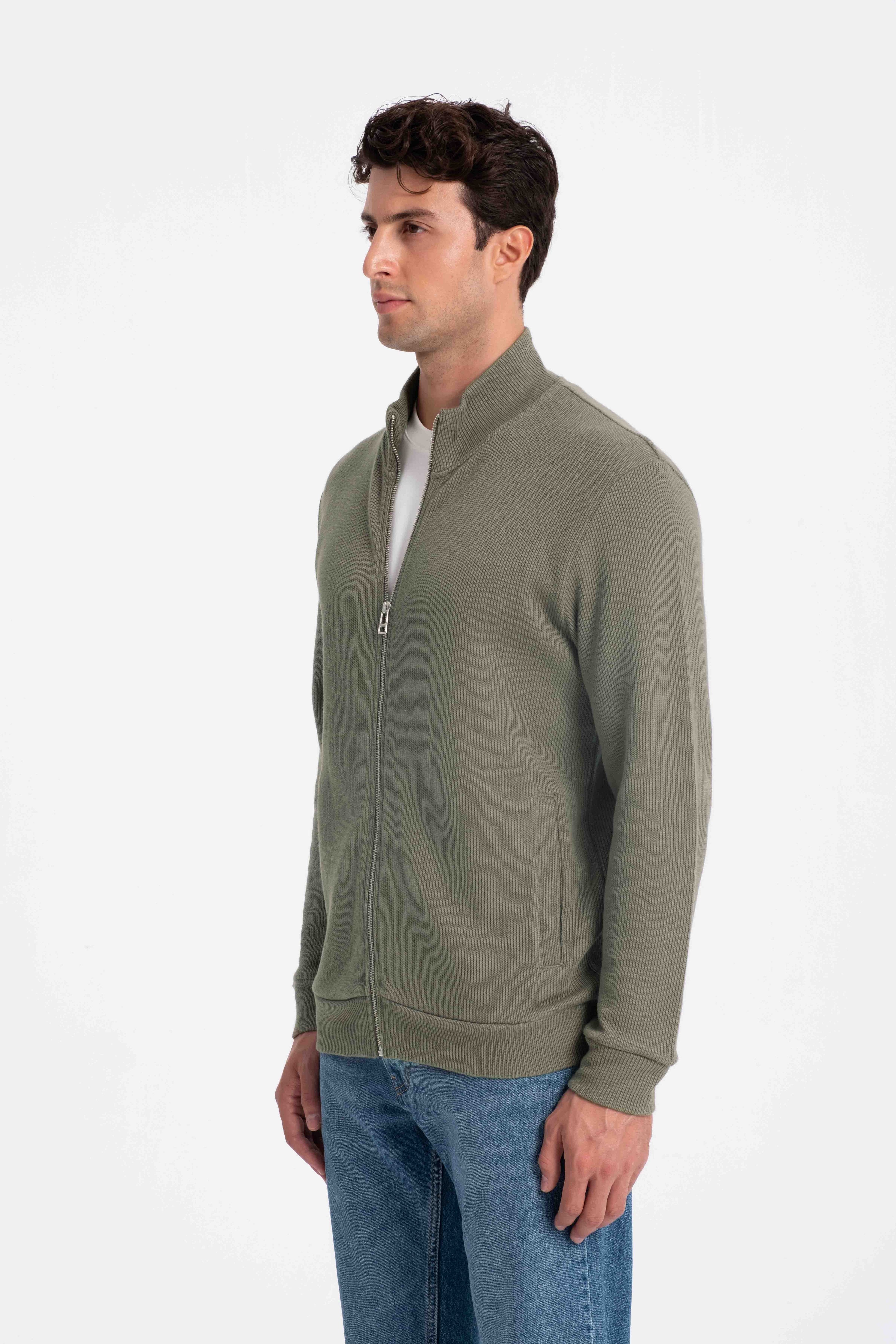 9552 JS DİK YAKA GİPELİ SELANİK HIRKA -R - Color: HAKİ