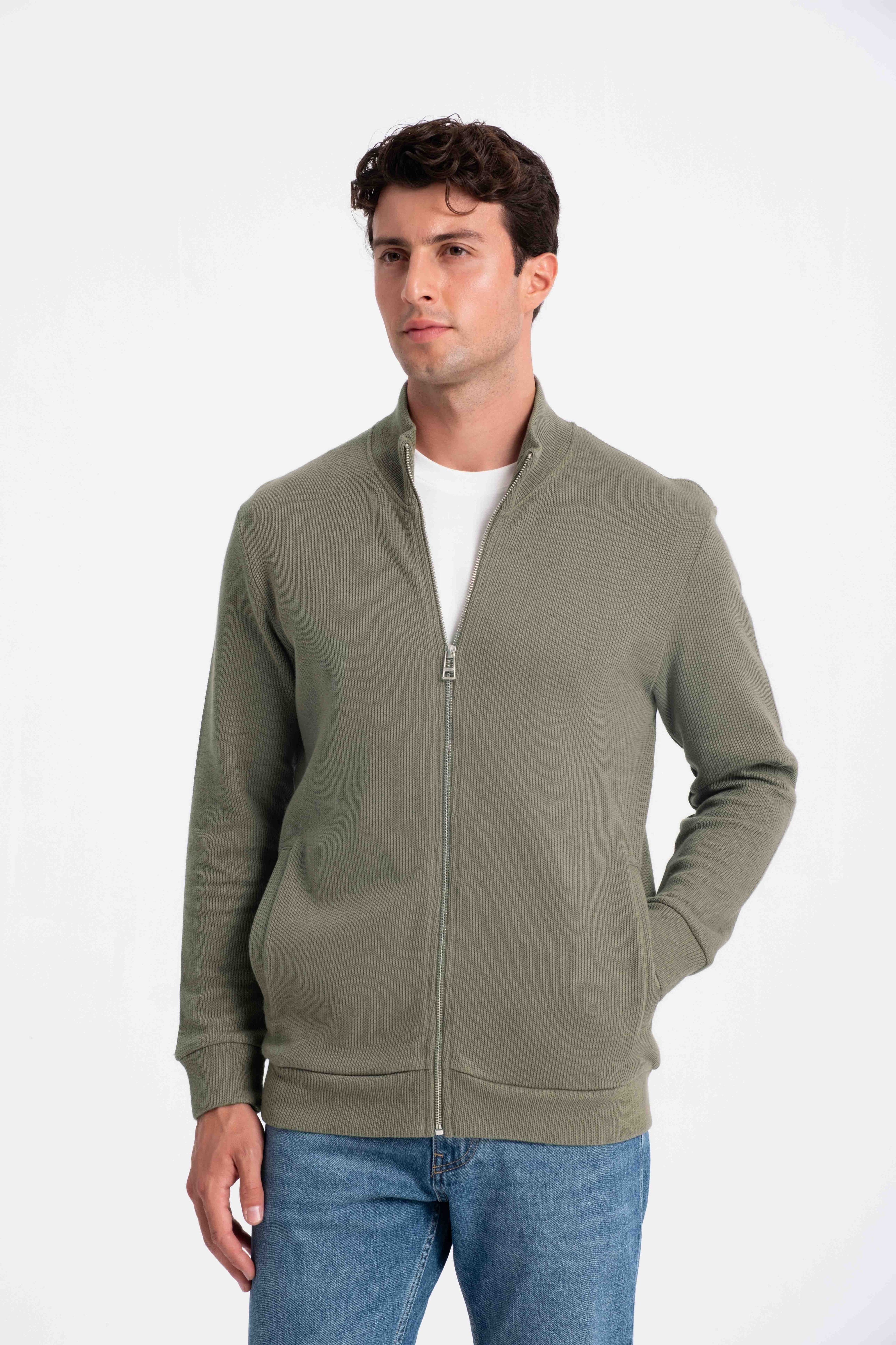 9552 JS DİK YAKA GİPELİ SELANİK HIRKA -R - Color: HAKİ