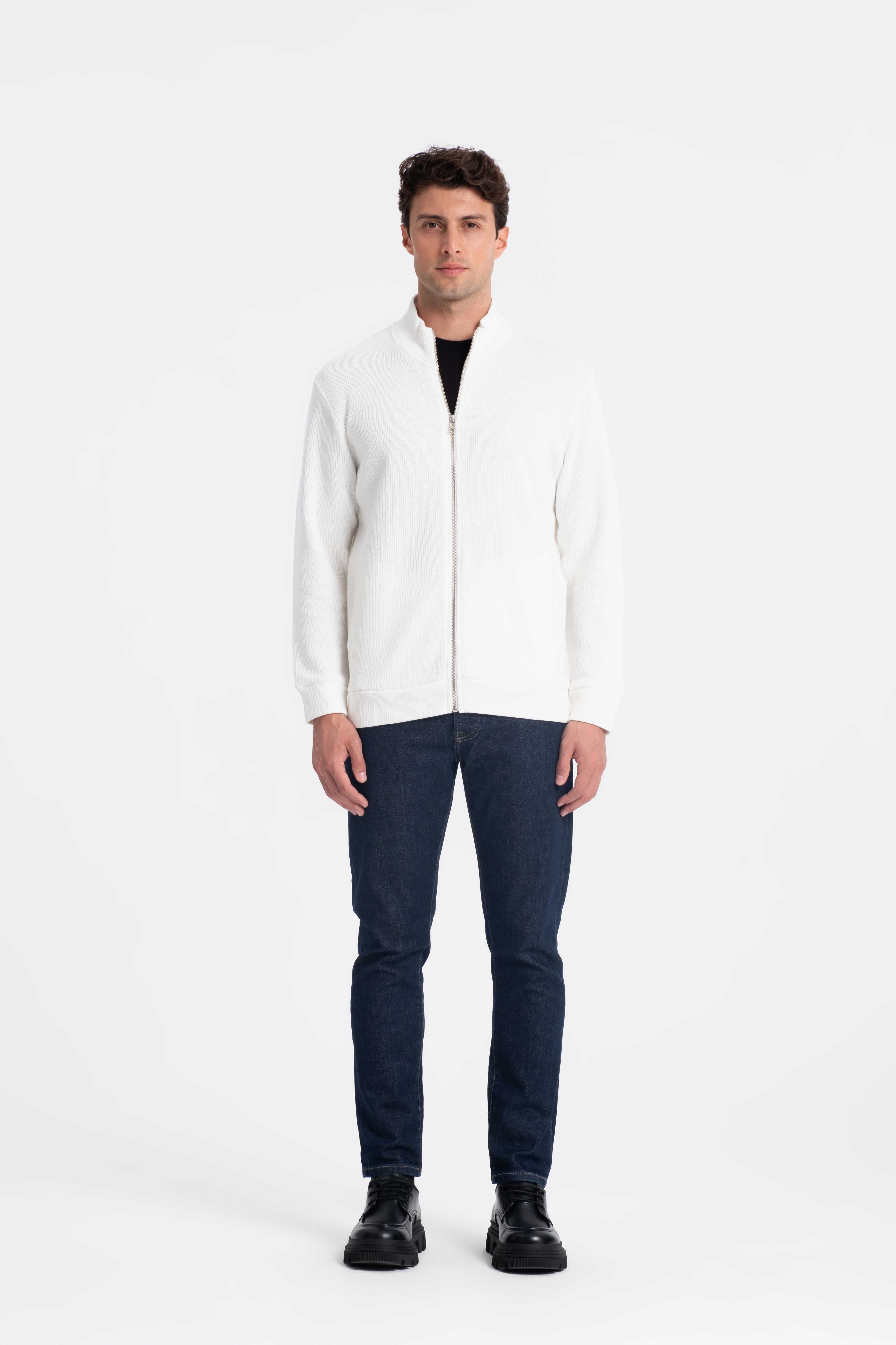 9552 JS DİK YAKA GİPELİ SELANİK HIRKA -R - Color: EKRU