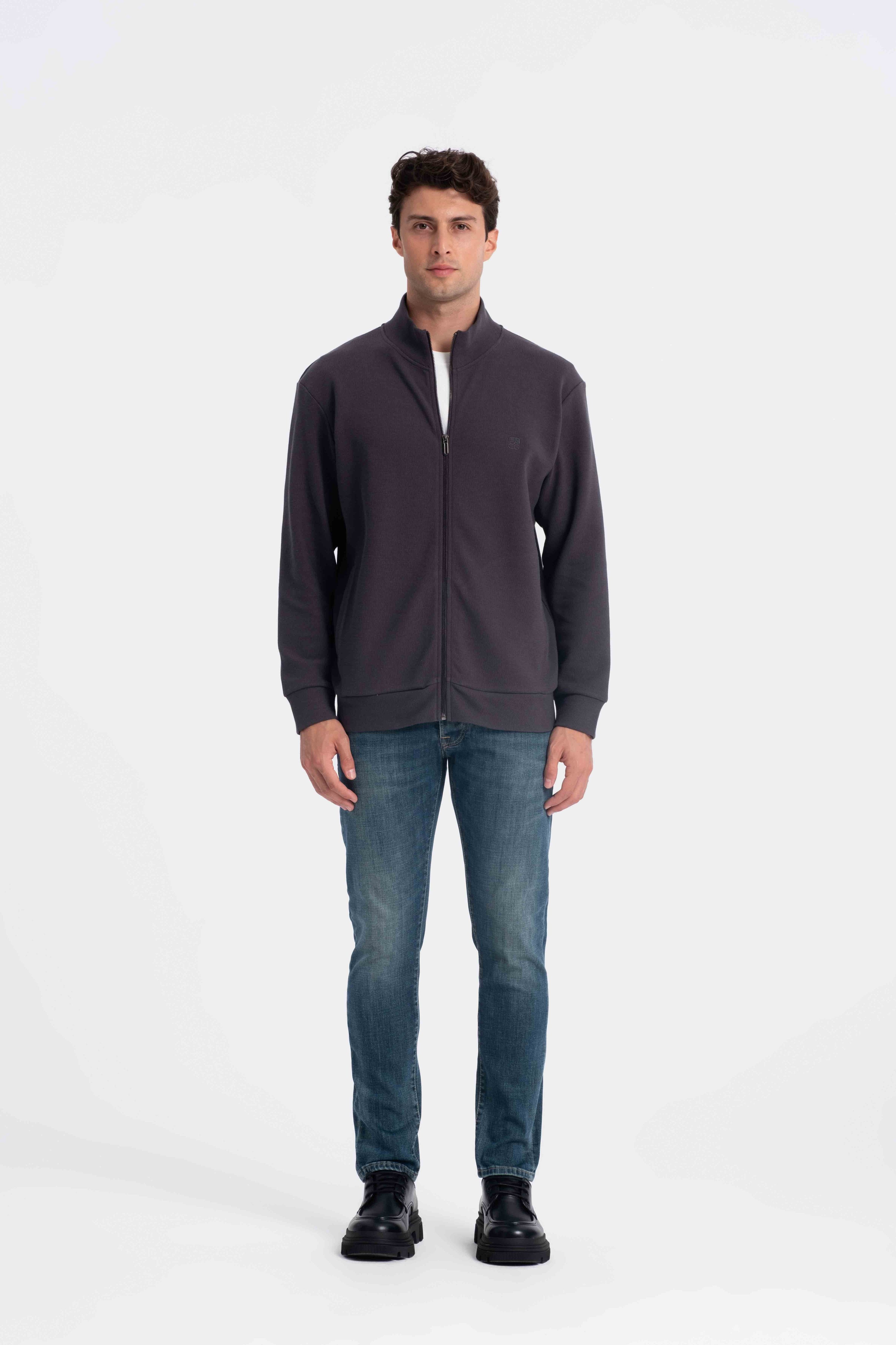 9553 JS DİK YAKA PITIRCIK SELANİK HIRKA -R - Color: ANTRASİT