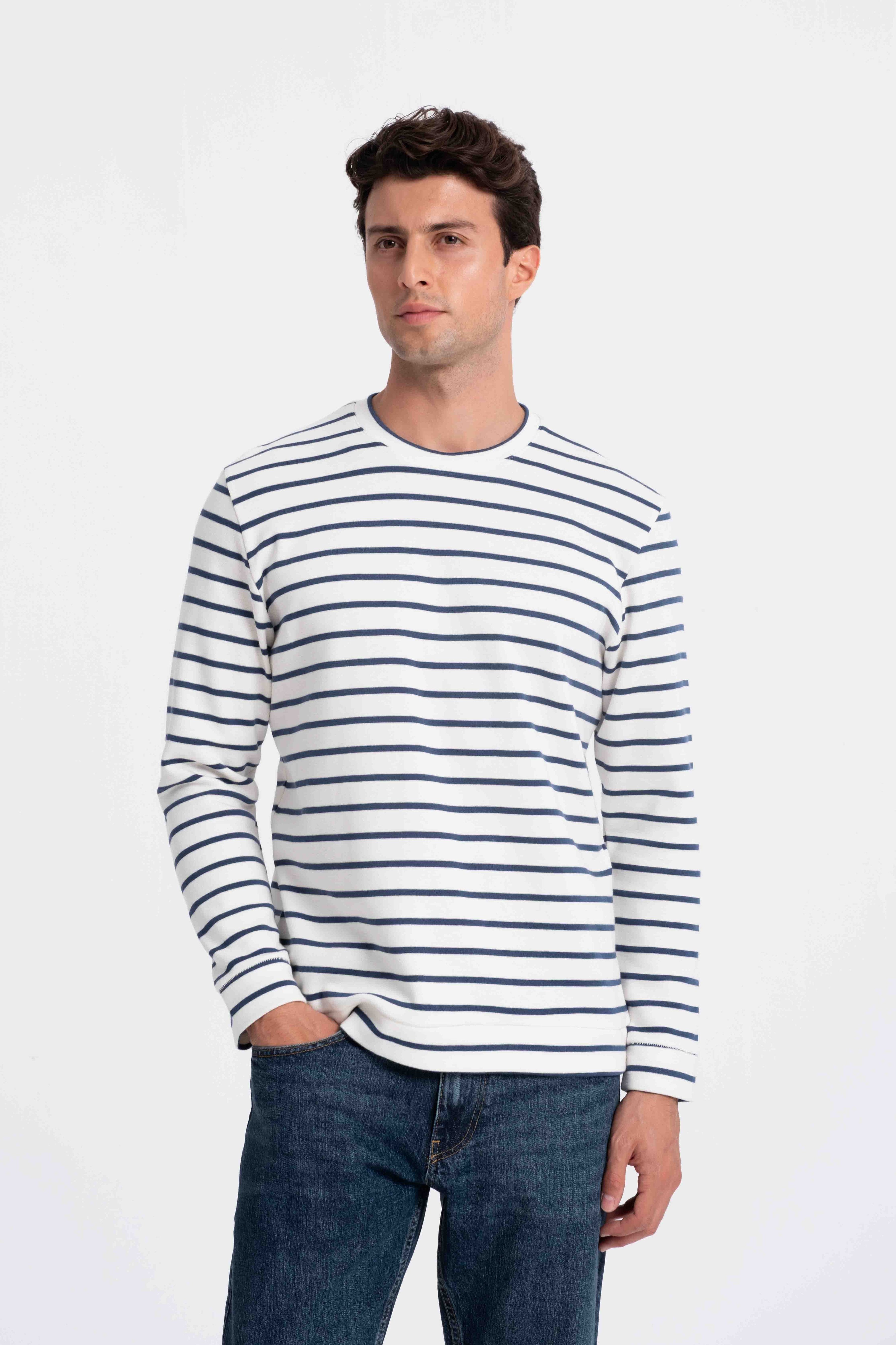 9559 JS 0 YAKA RİNGEL SELANİK SWEAT -R - Color: LACİVERT