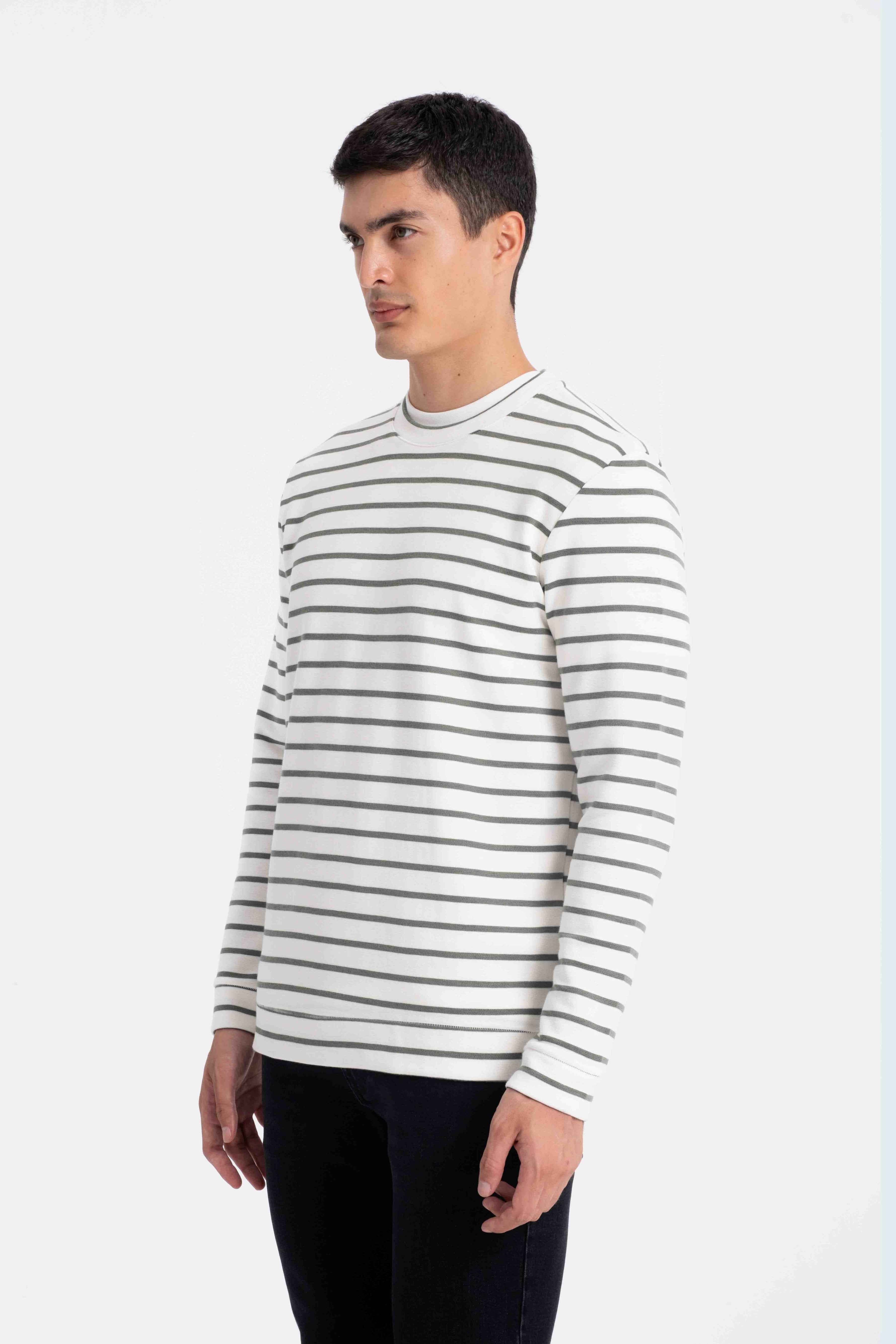 9559 JS 0 YAKA RİNGEL SELANİK SWEAT -R - Color: NEFTİ