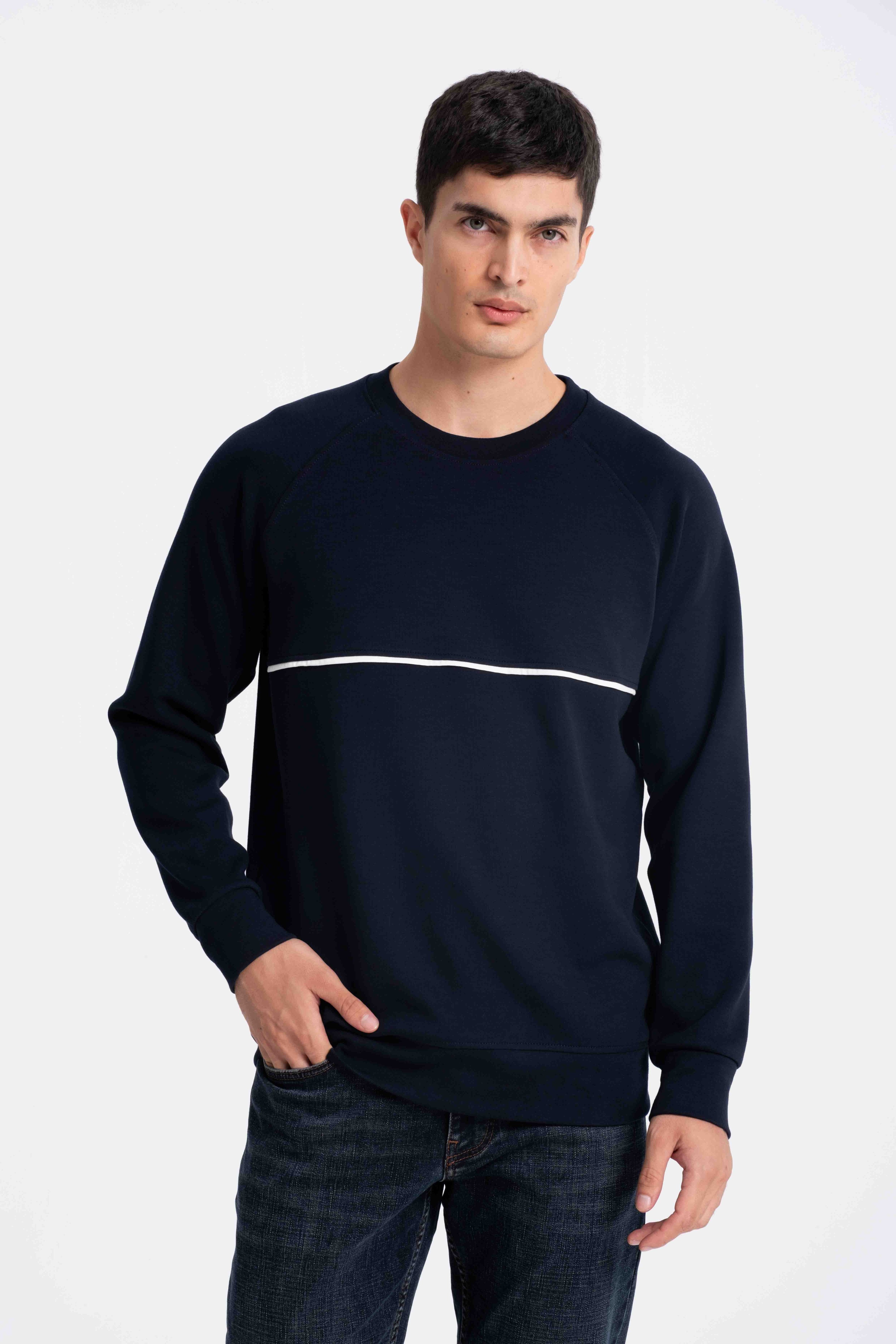 9564 JS 0 YAKA BİYELİ LYC DOUBLE FACE SWEAT -R - Color: LACİVERT