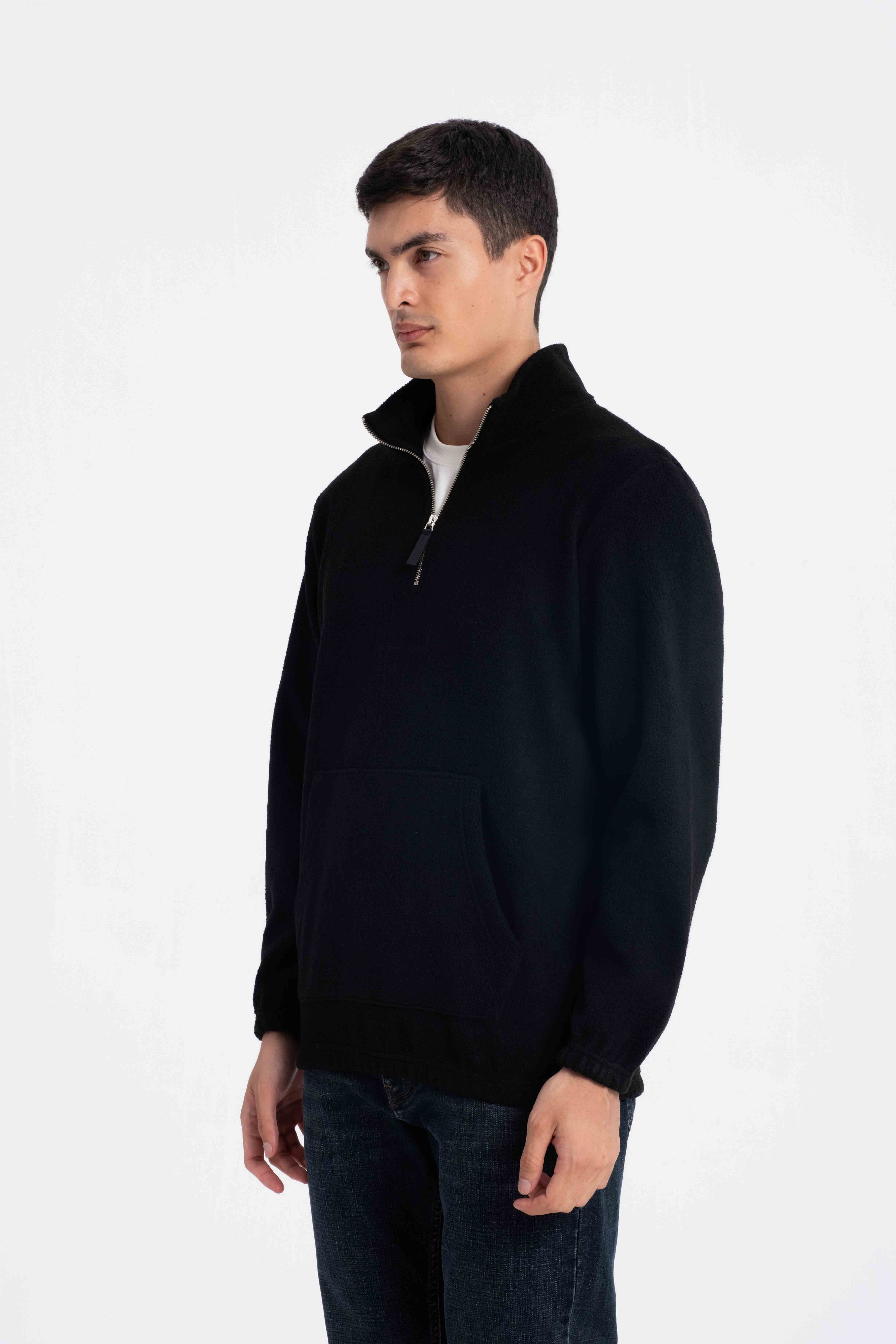 9581 JS DİK YAKA KANGURU  İNTERSOFT SWEAT -R - Color: SİYAH