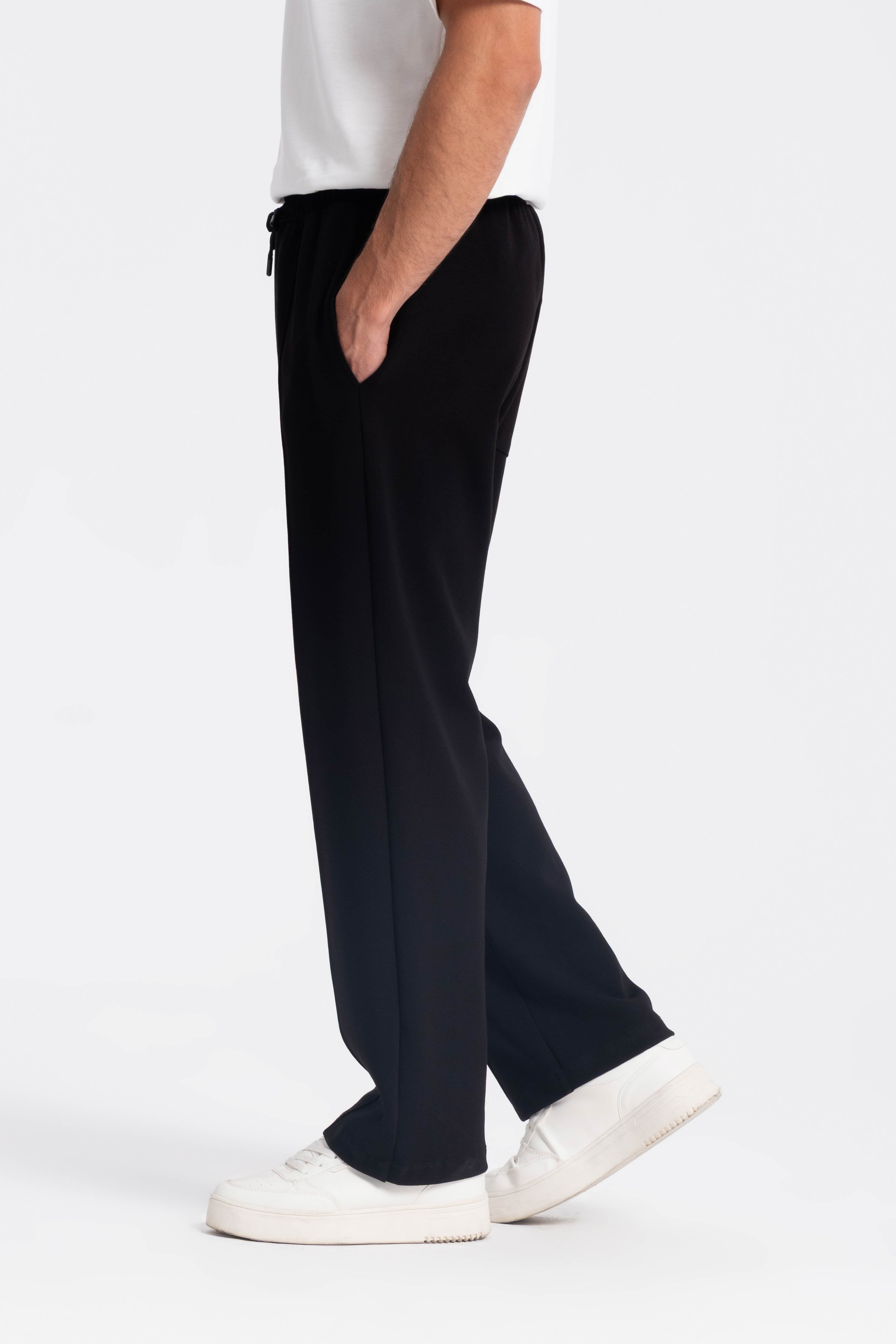 9570 JS DOUBLE FACE BAGGY  ÖRME PANT -R - Color: SİYAH