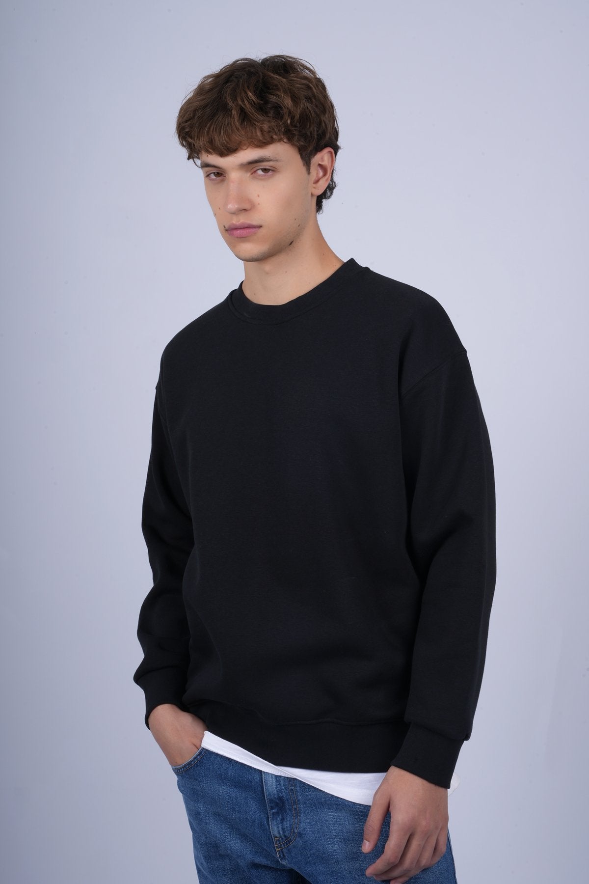 9505 JS 0 YAKA 3 İPLİK SWEAT -R - Color: SİYAH