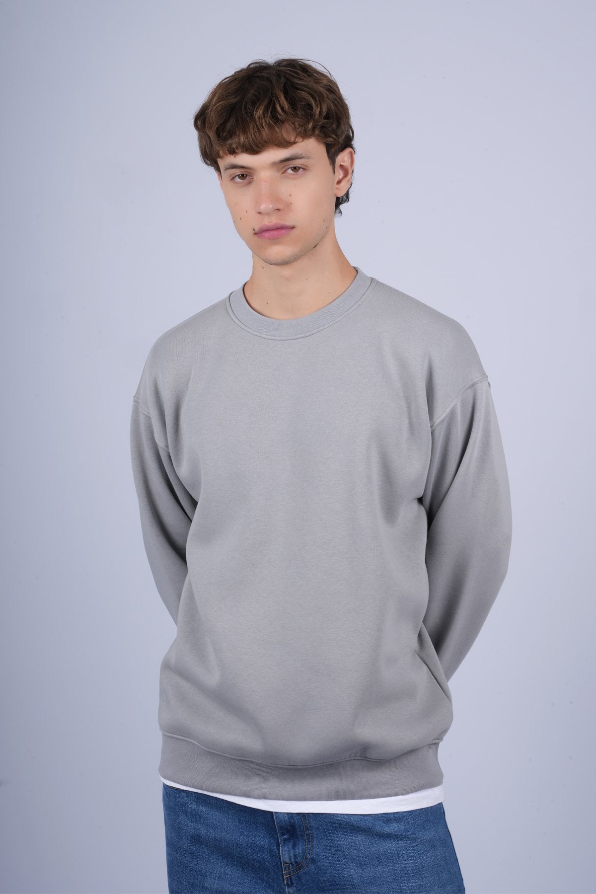 9505 JS 0 YAKA 3 İPLİK SWEAT -R - Color: GRİ
