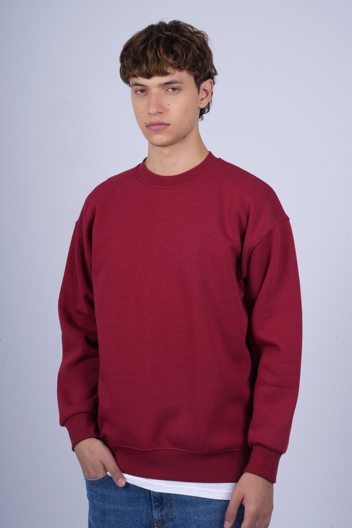 9505 JS 0 YAKA 3 İPLİK SWEAT -R - Color: BORDO