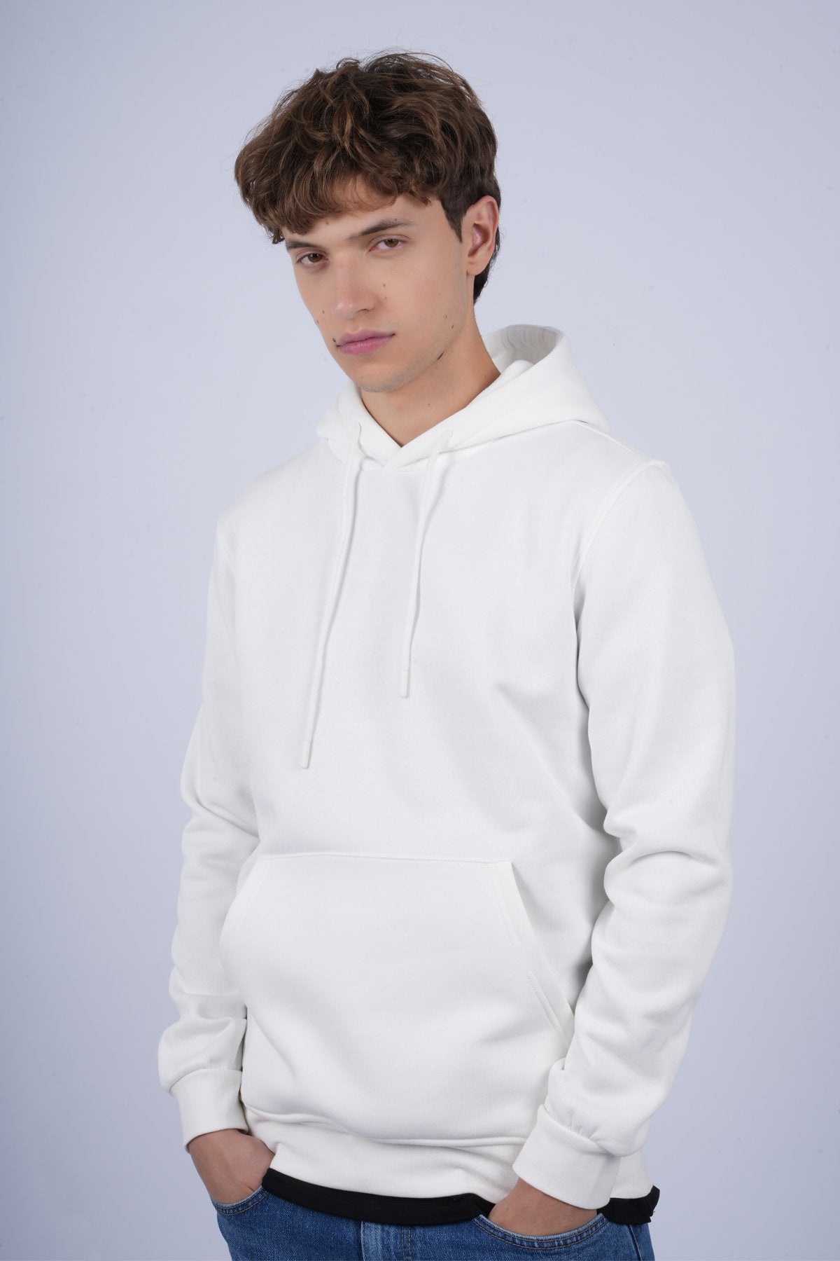 9506 JS KAPŞONLU 3 İPLİK SWEAT -R - Color: EKRU