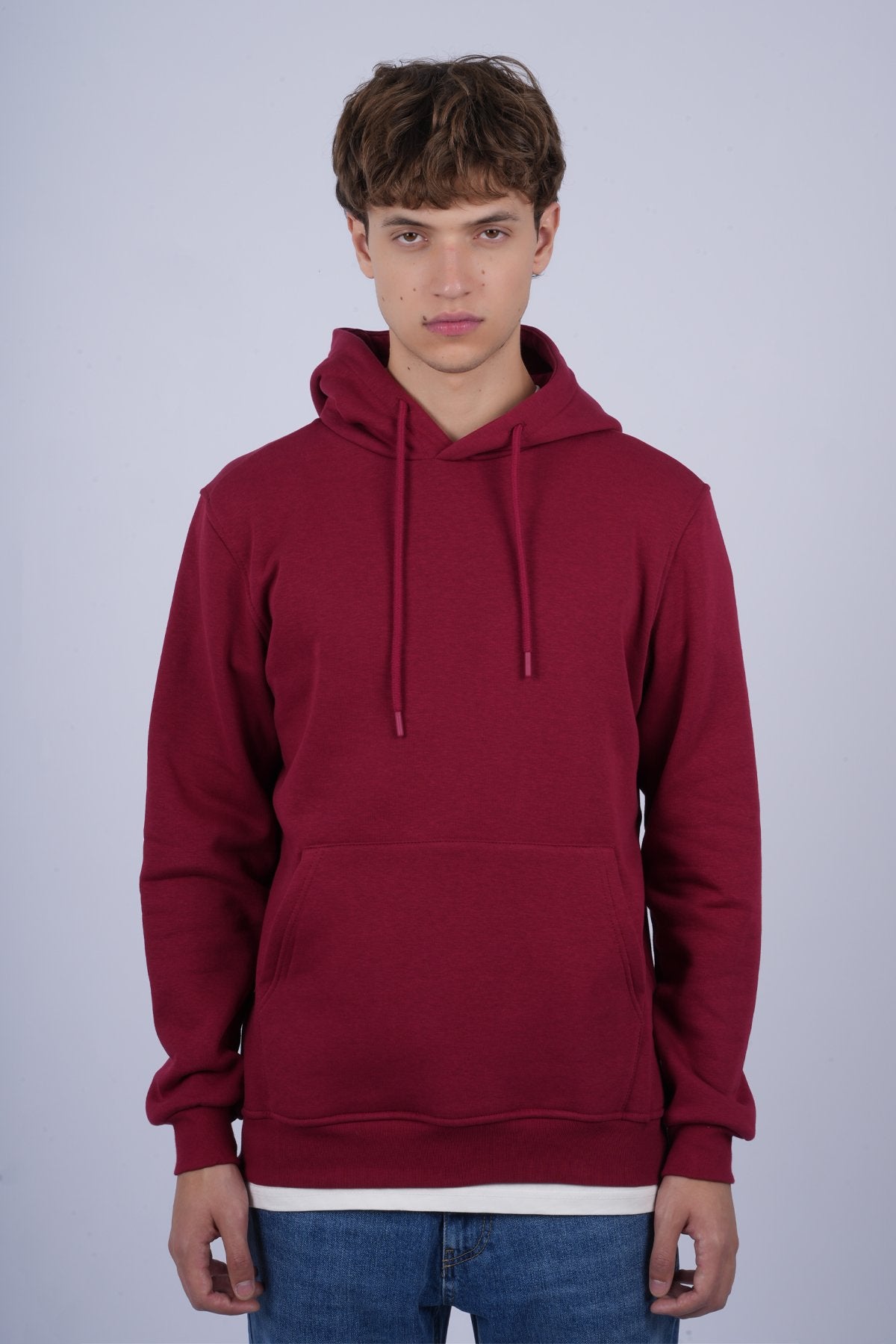 9506 JS KAPŞONLU 3 İPLİK SWEAT -R - Color: BORDO