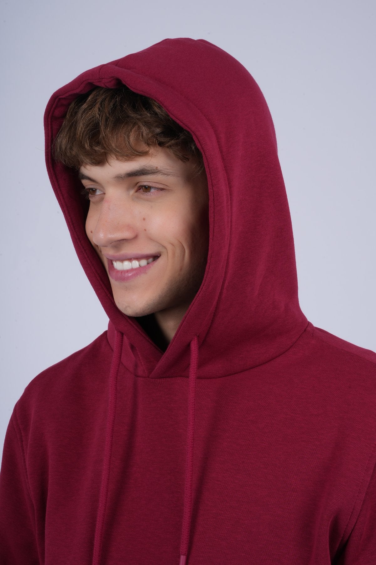 9506 JS KAPŞONLU 3 İPLİK SWEAT -R - Color: BORDO