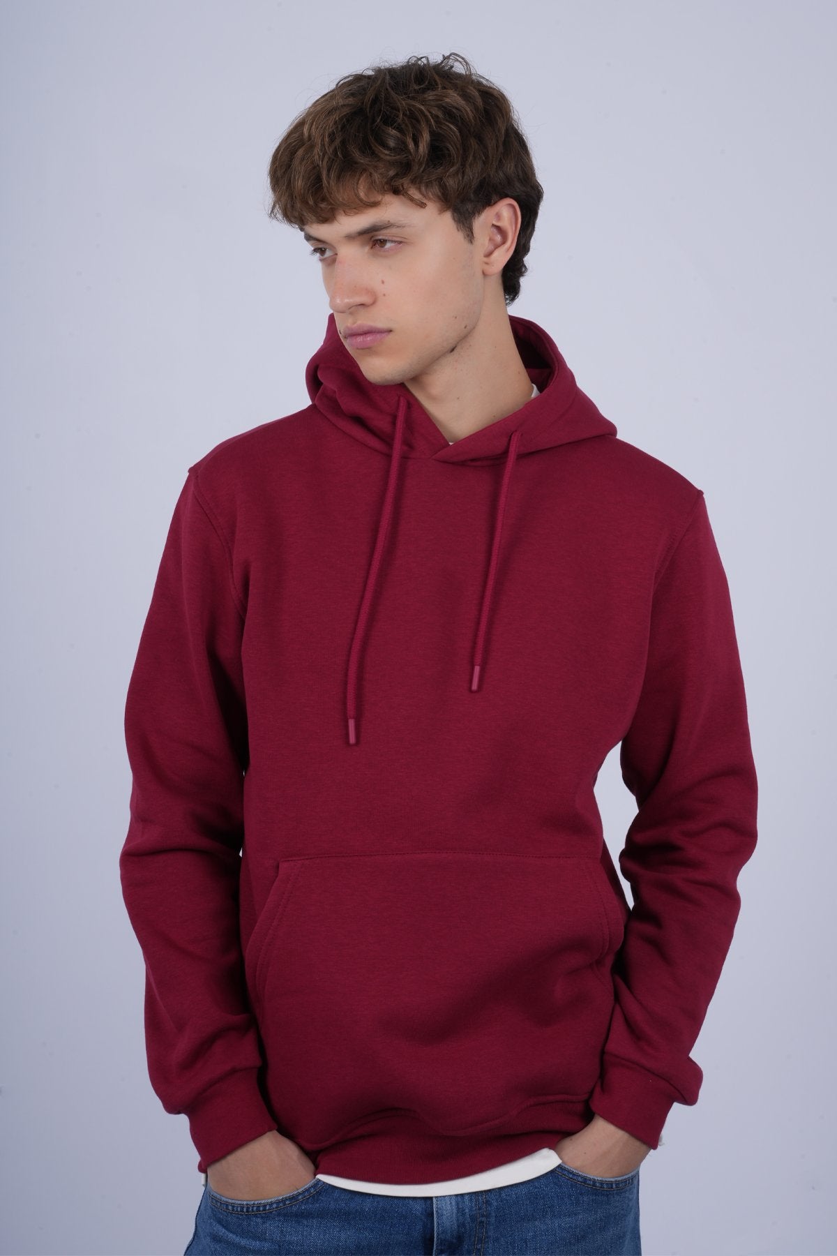 9506 JS KAPŞONLU 3 İPLİK SWEAT -R - Color: BORDO