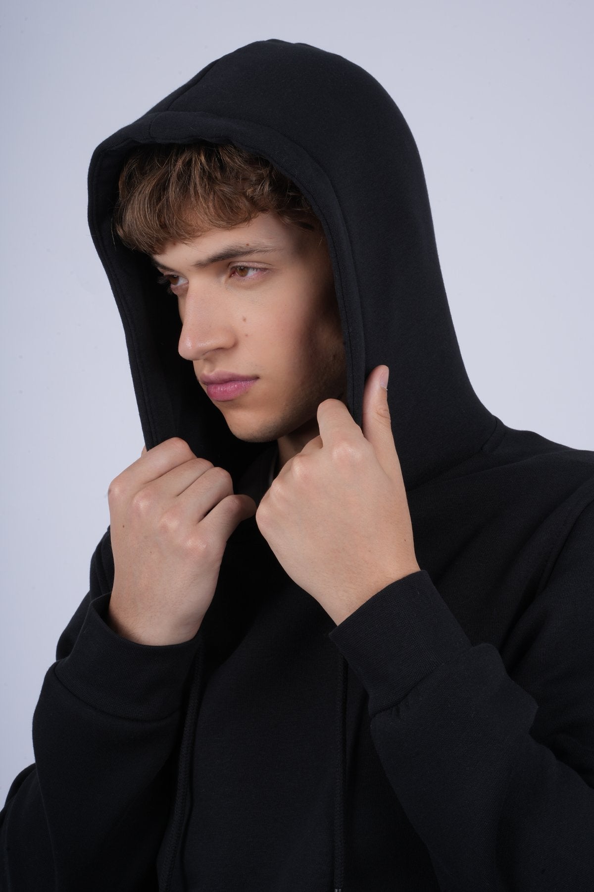 9506 JS KAPŞONLU 3 İPLİK SWEAT -WS - Color: SİYAH