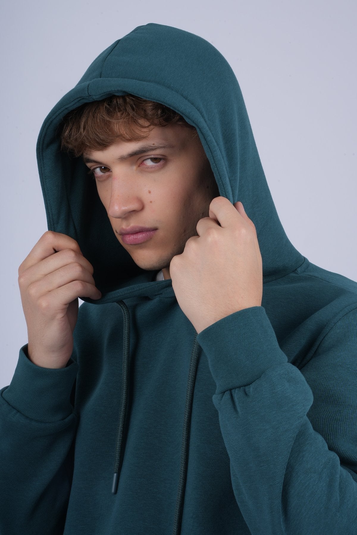9506 JS KAPŞONLU 3 İPLİK SWEAT -R - Color: PETROL