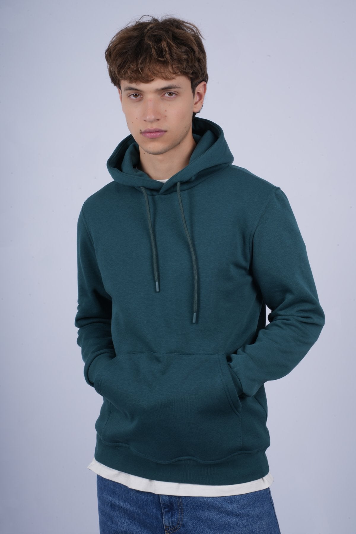 9506 JS KAPŞONLU 3 İPLİK SWEAT -R - Color: PETROL