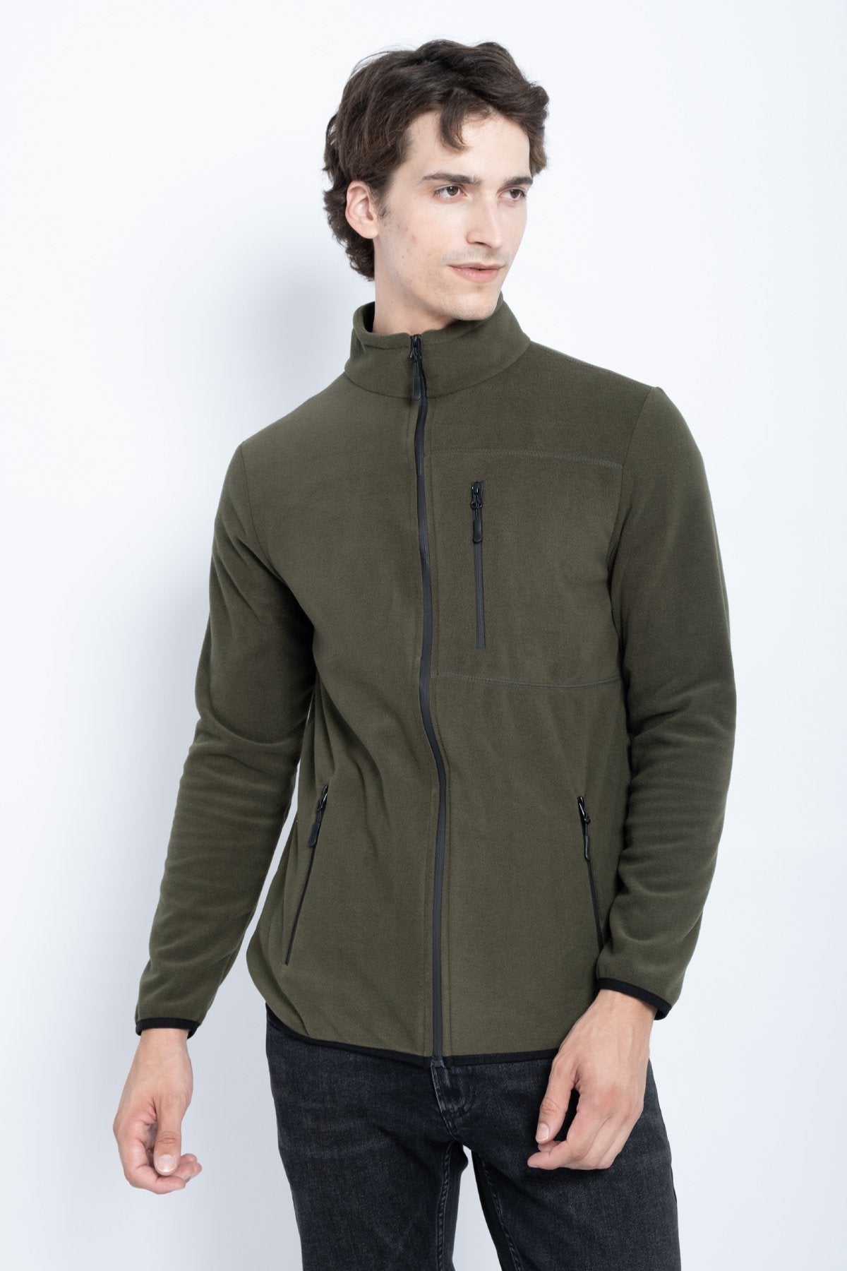 9501 JS DİK YAKA POLAR HIRKA -R - Color: HAKİ