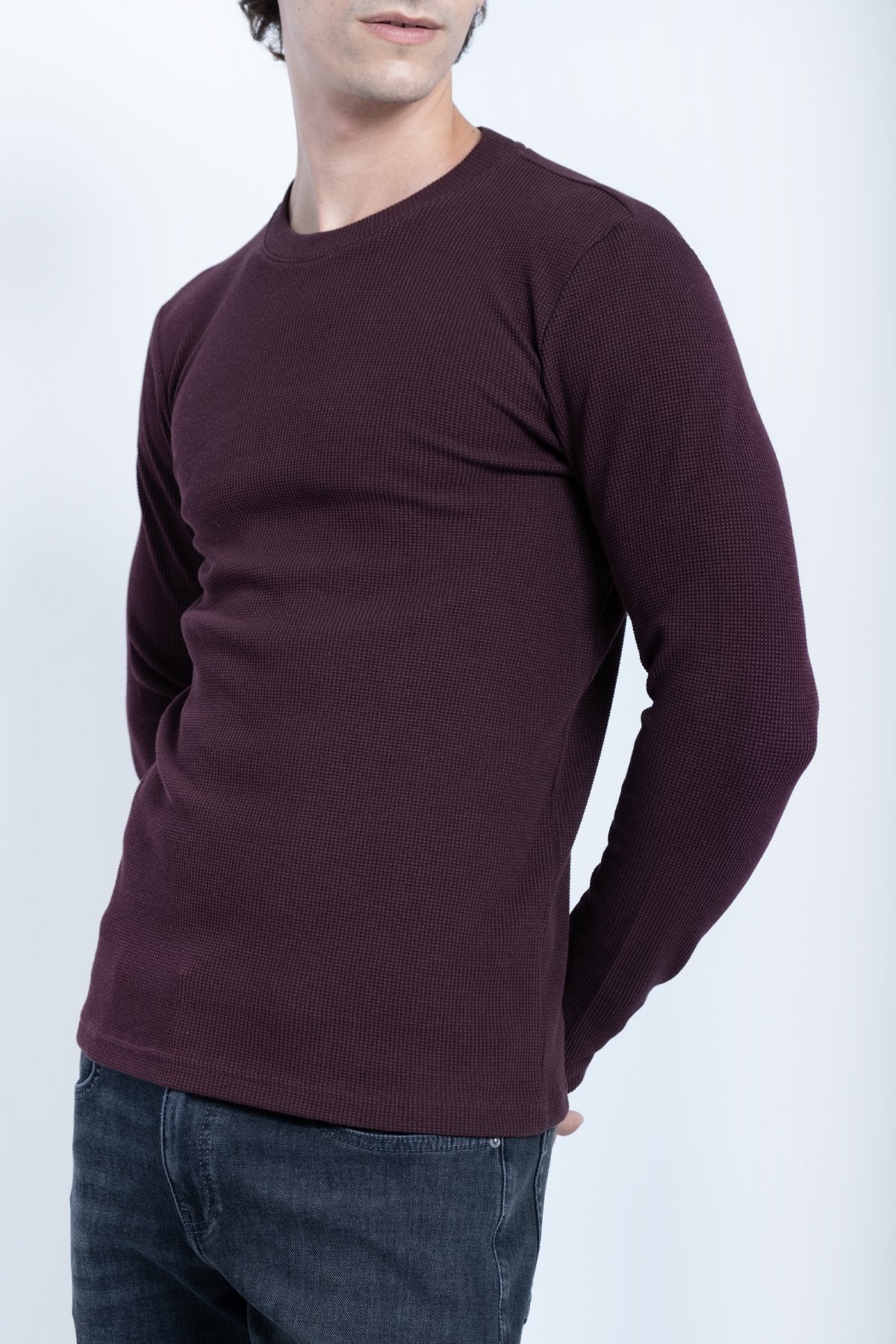 9511 JS 0 YAKA BASİC WAFFLE -R - Color: VİŞNE