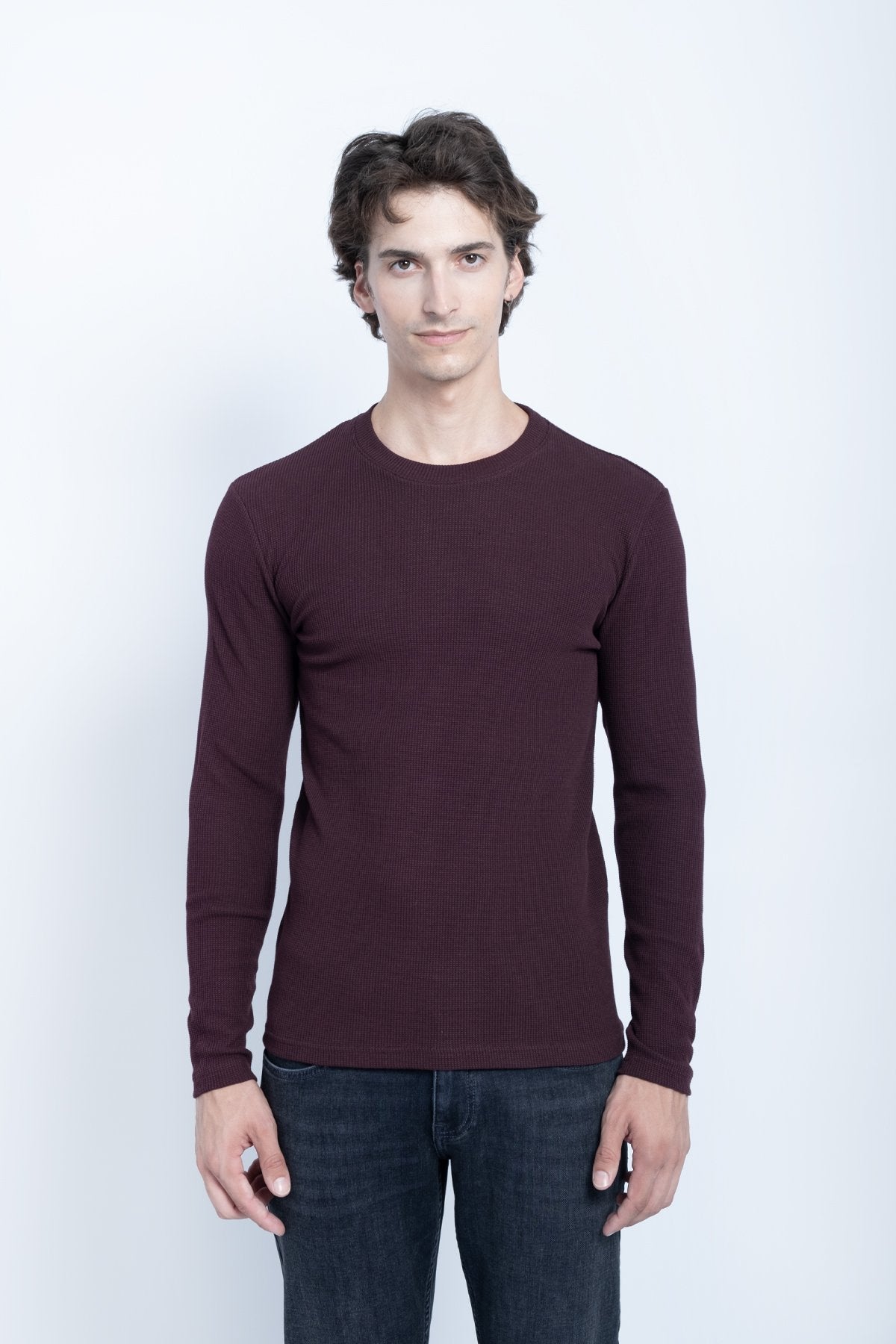 9511 JS 0 YAKA BASİC WAFFLE -R - Color: VİŞNE