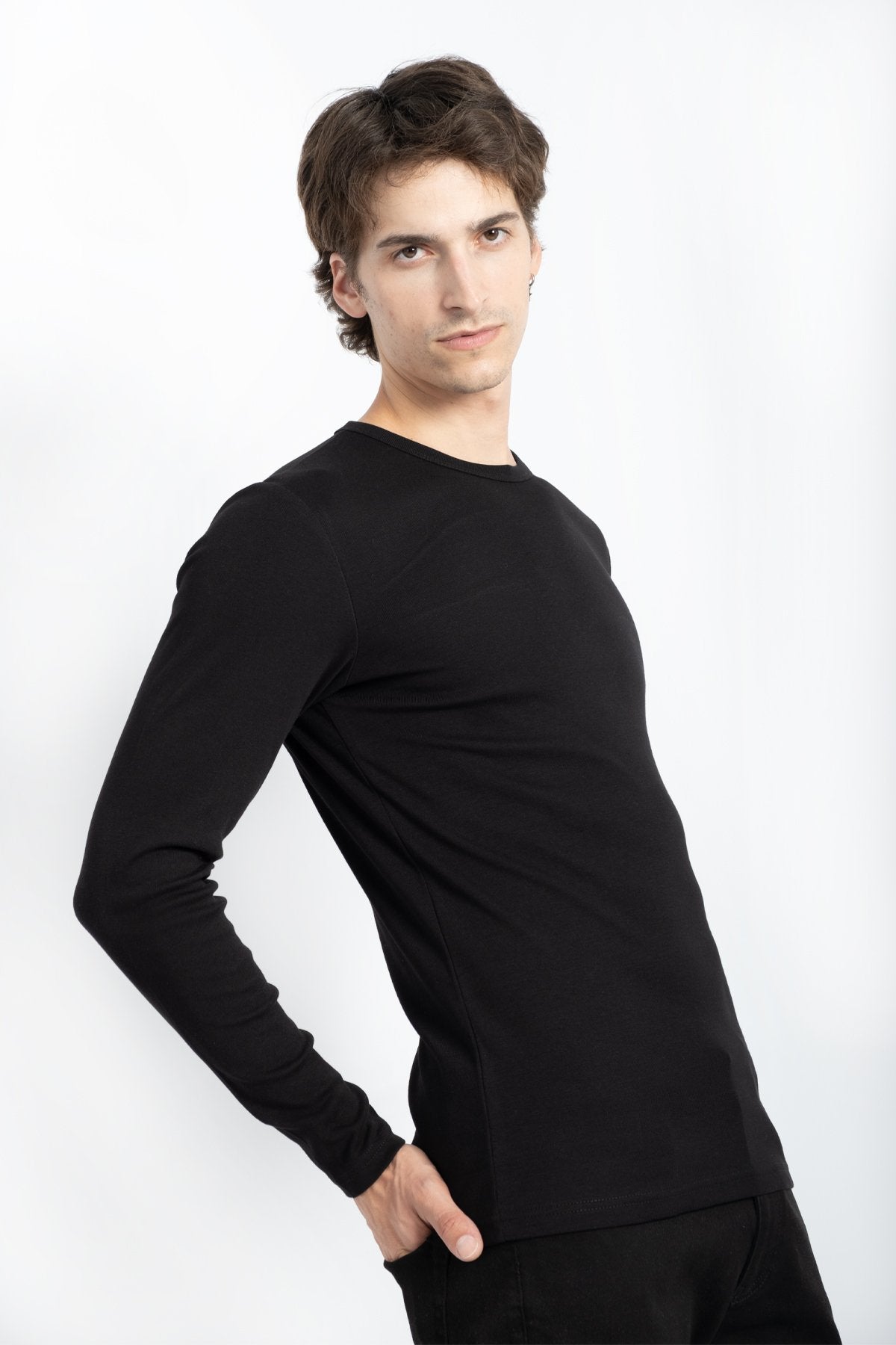 9529 JS 0 YAKA BASİC RİBANA SWEAT -R - Color: SİYAH