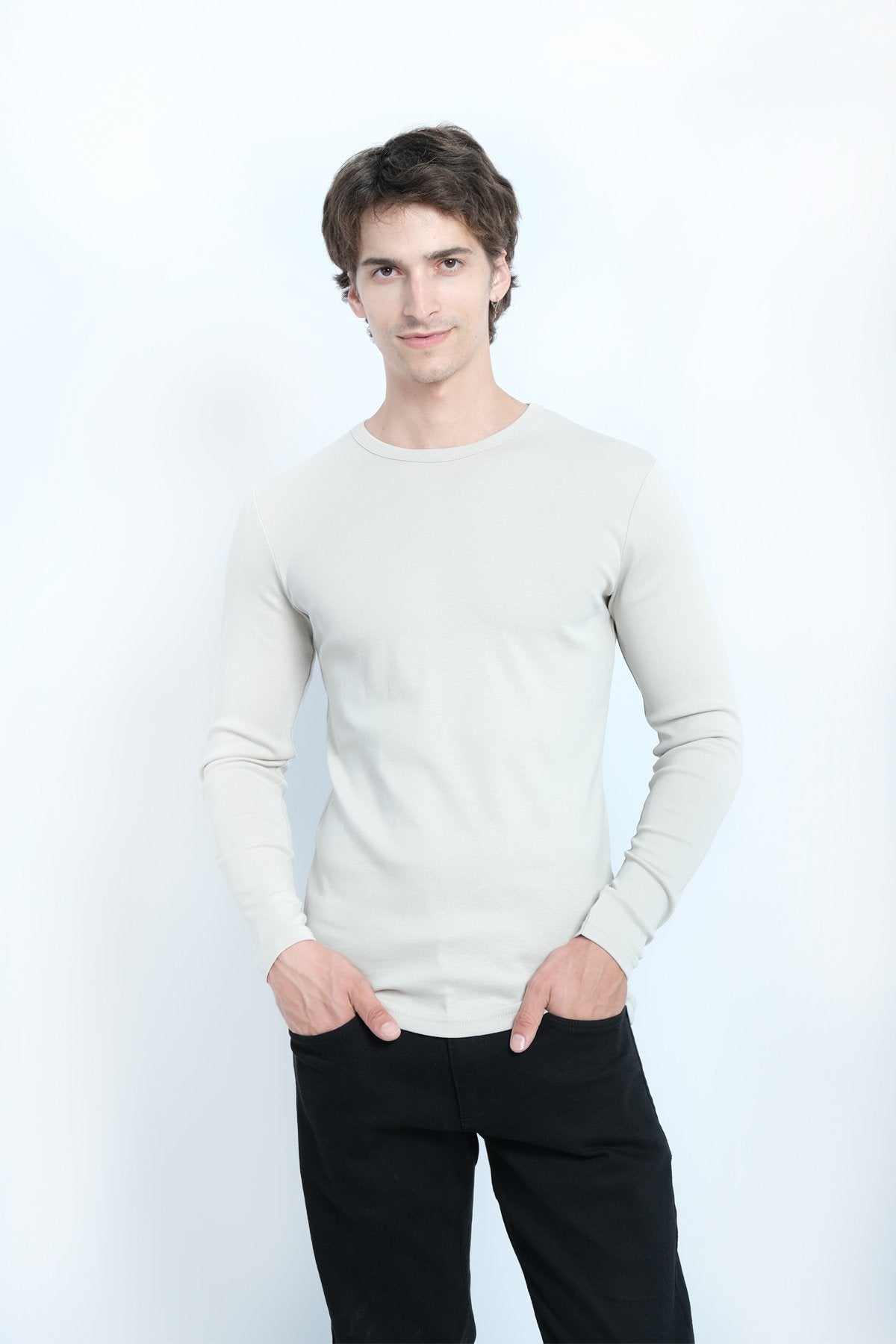 9529 JS 0 YAKA BASİC RİBANA SWEAT -R - Color: TAŞ
