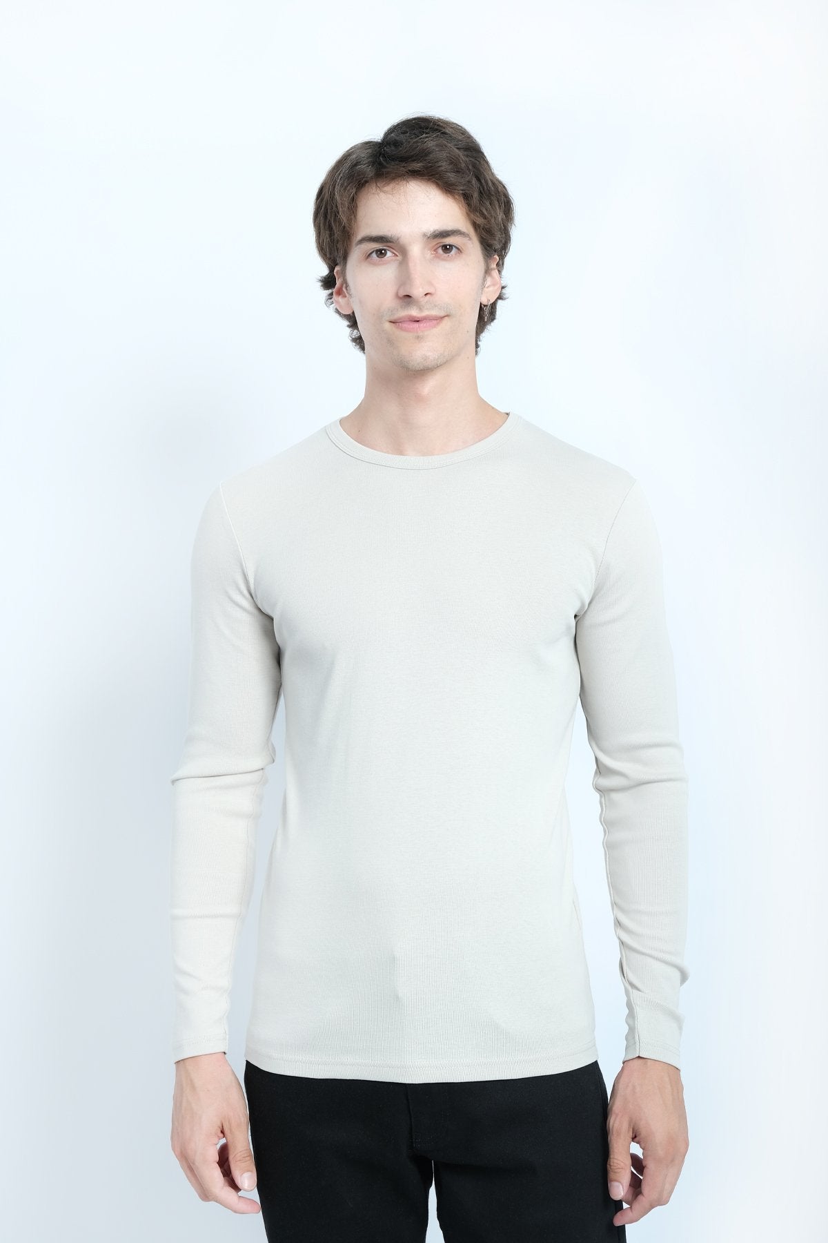 9529 JS 0 YAKA BASİC RİBANA SWEAT -R - Color: TAŞ