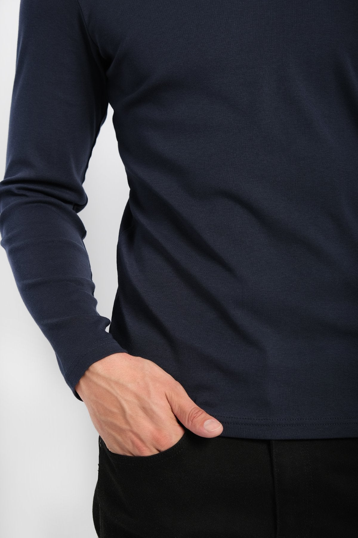9529 JS 0 YAKA BASİC RİBANA SWEAT -R - Color: INDIGO