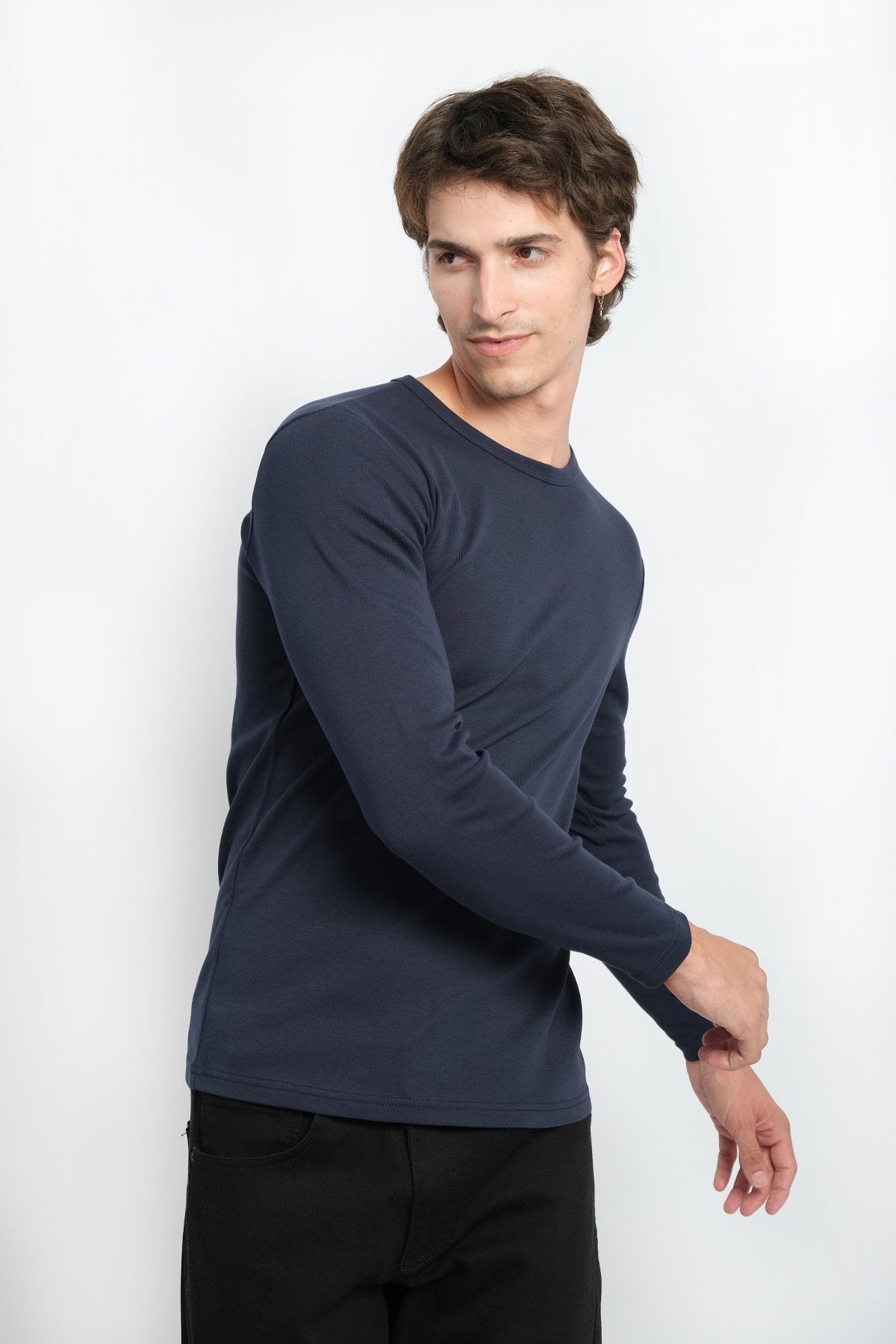 9529 JS 0 YAKA BASİC RİBANA SWEAT -R - Color: INDIGO