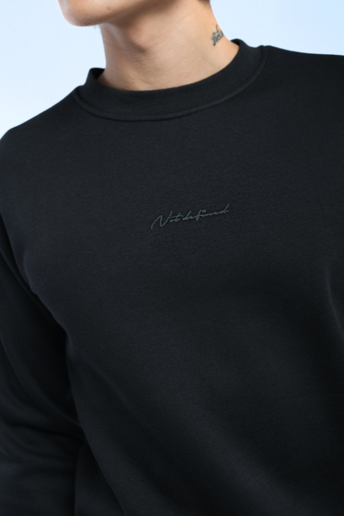 9507 JS 0 YAKA ENJ BASKI  3 İPLİK SWEAT -WS - Color: SİYAH