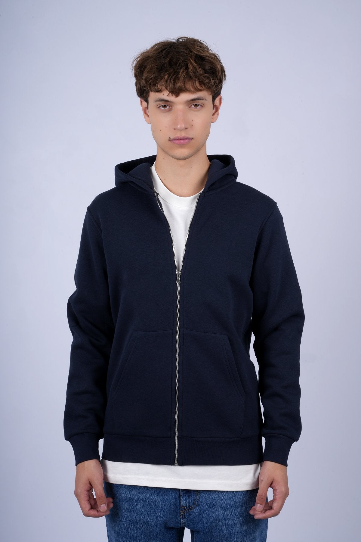 9508 JS KAPŞONLU HIRKA 3 İPLİK BASİC -R - Color: LACİVERT