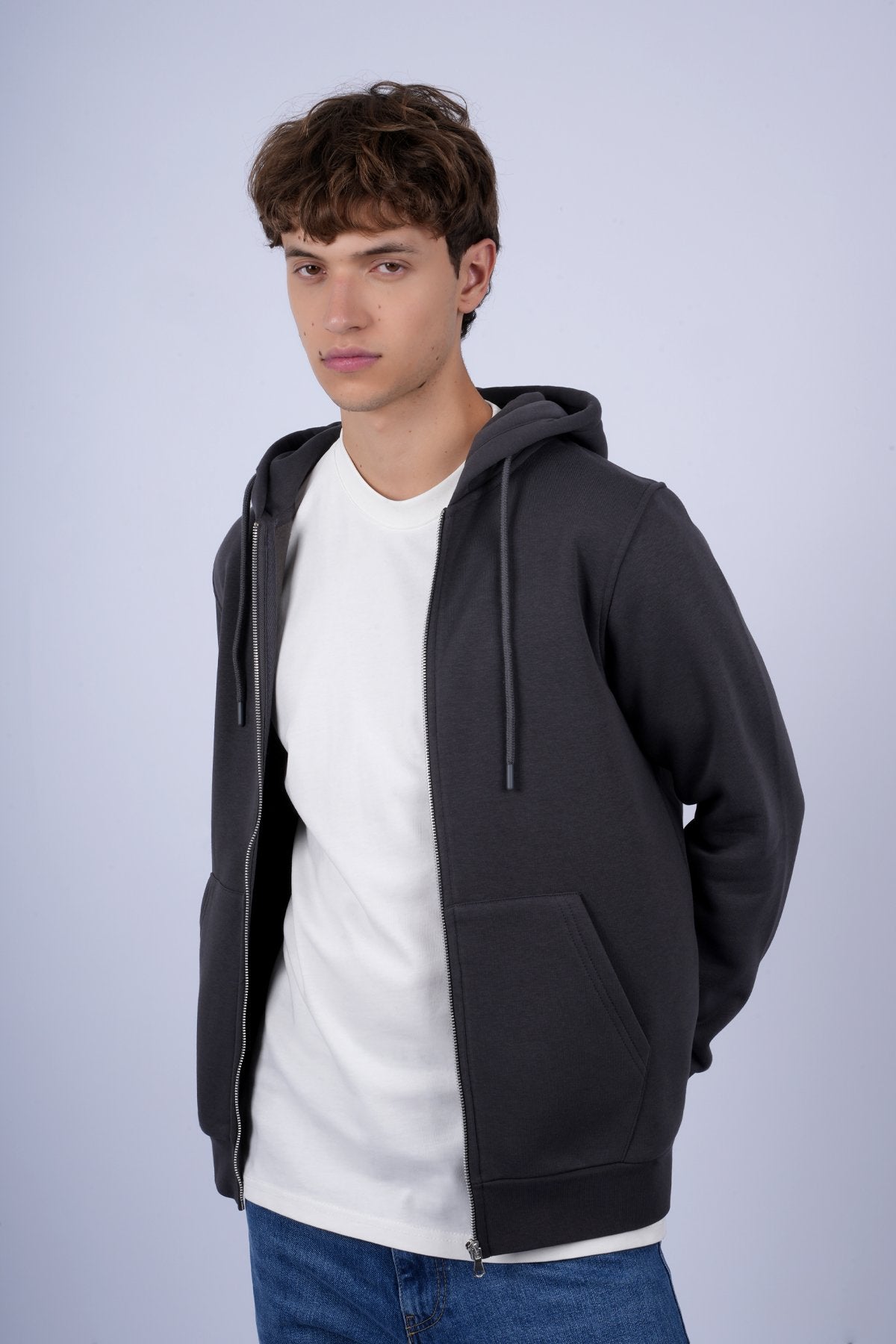 9508 JS KAPŞONLU HIRKA 3 İPLİK BASİC -R - Color: ANTRASİT