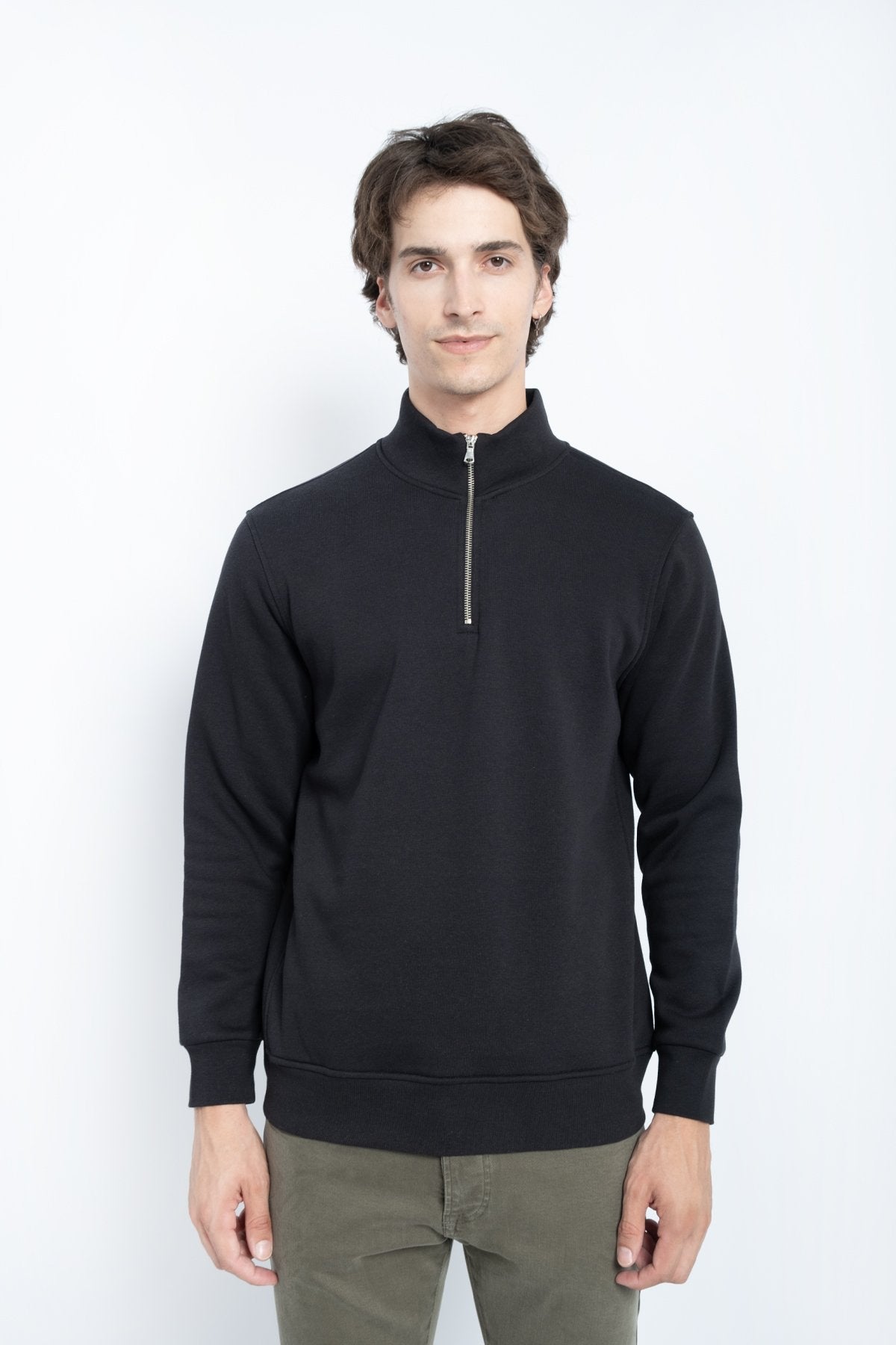 9509 JS DİK YAKA  3 İPLİK METAL FERMUAR -R - Color: SİYAH