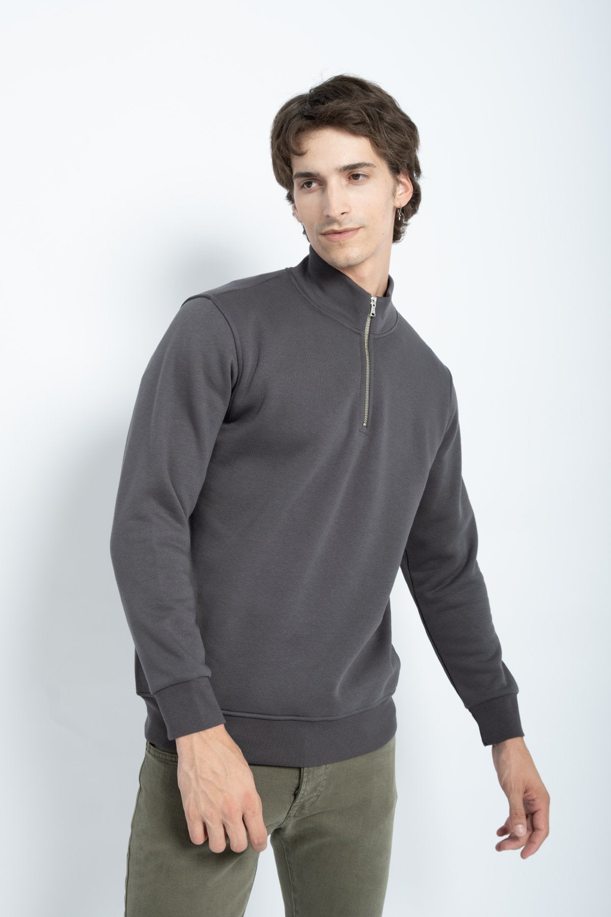 9509 JS DİK YAKA  3 İPLİK METAL FERMUAR -R - Color: ANTRASİT