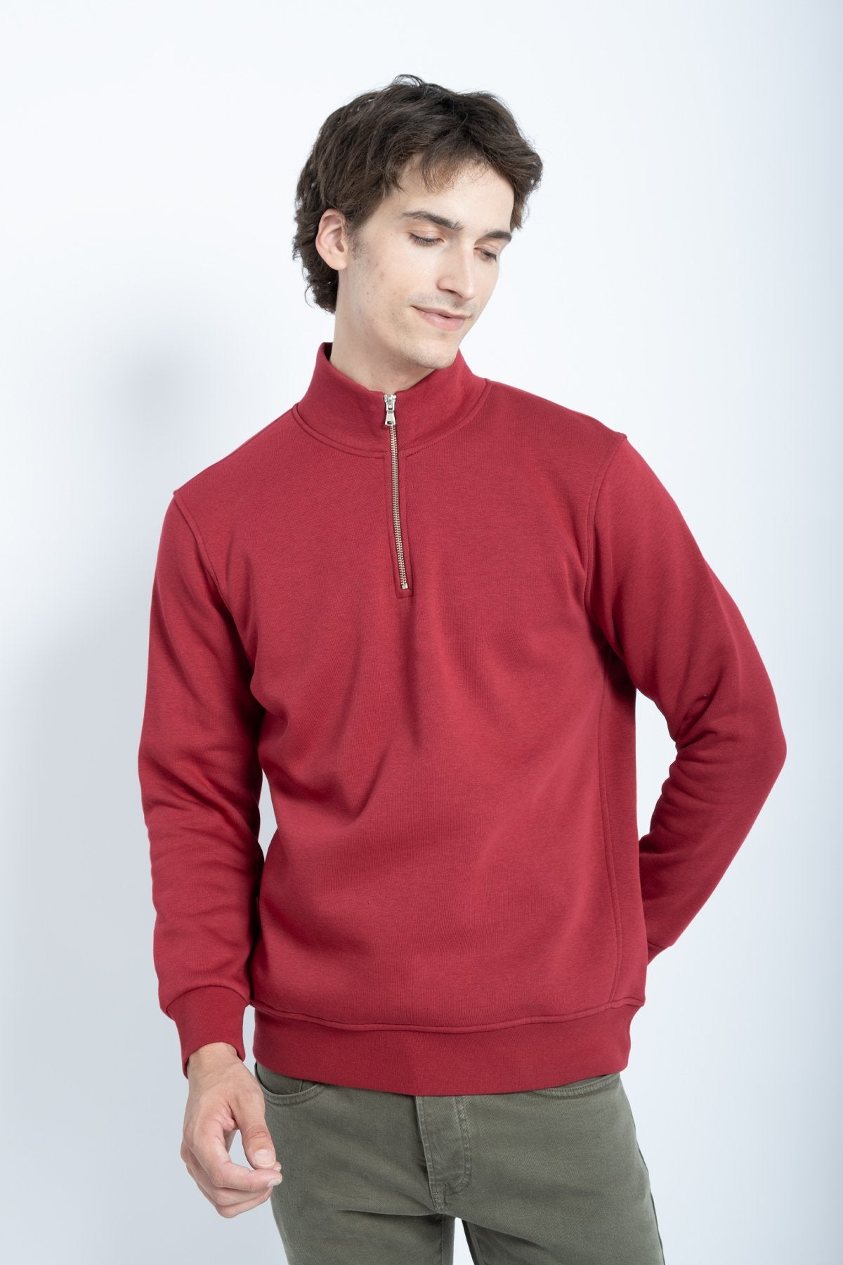 9509 JS DİK YAKA  3 İPLİK METAL FERMUAR -R - Color: VİŞNE