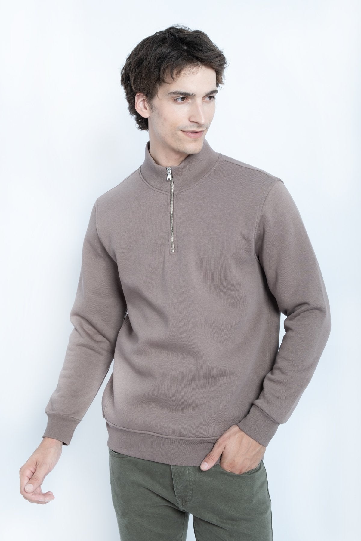 9509 JS DİK YAKA  3 İPLİK METAL FERMUAR -WS - Color: TOPRAK