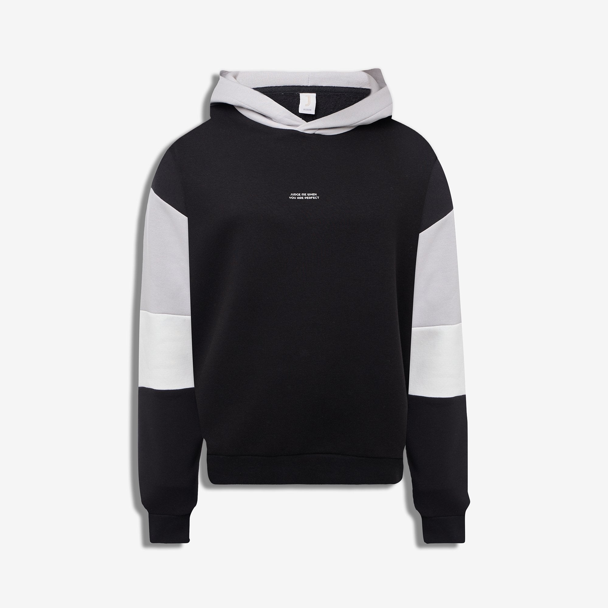 9555 JS KAPŞONLU KOL PARÇALI ENJEKSİYON BASKI  3 İPLİK -R - Color: SİYAH