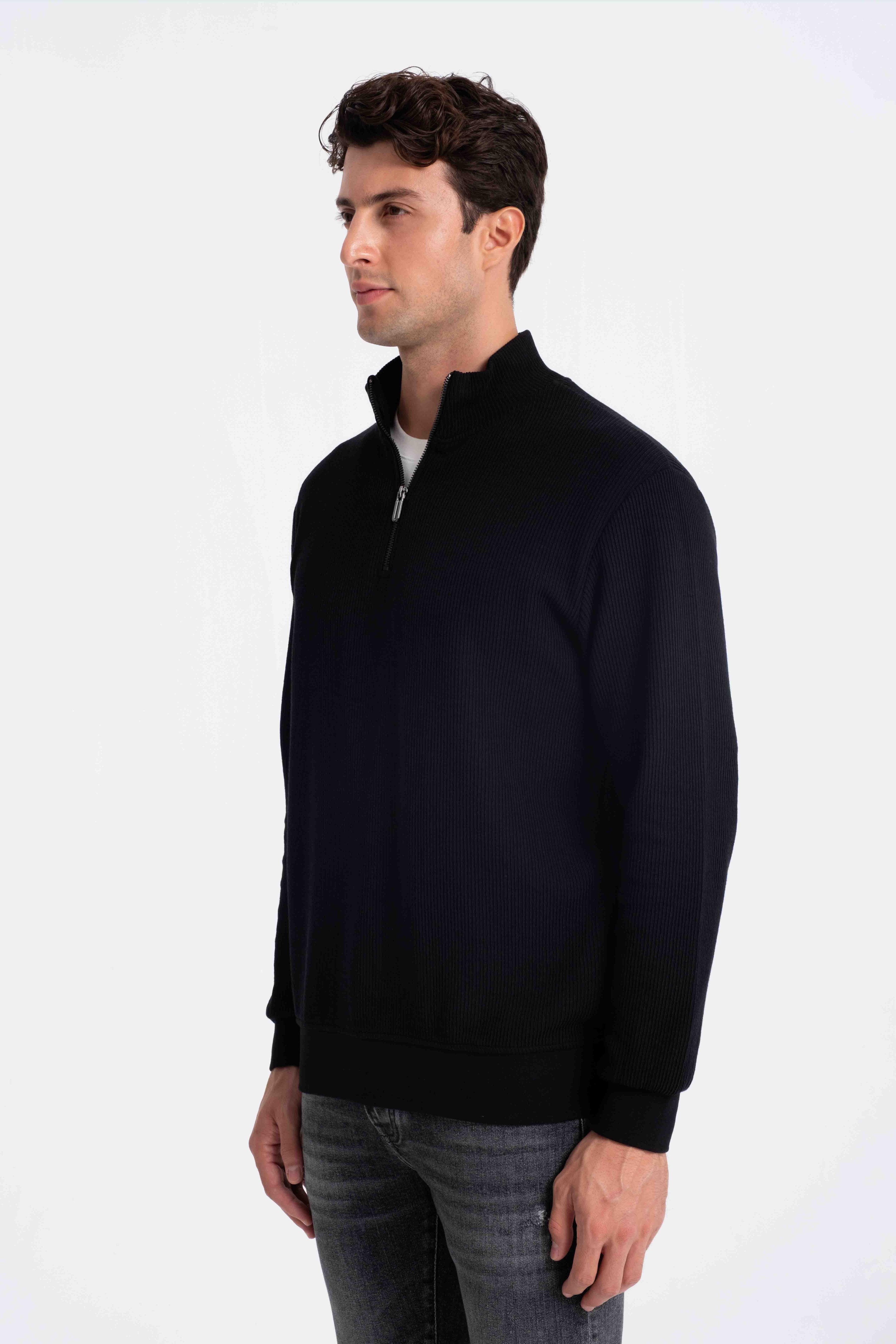 9517 JS DİK YAKA RP SELANİK SWEAT -R - Color: SİYAH