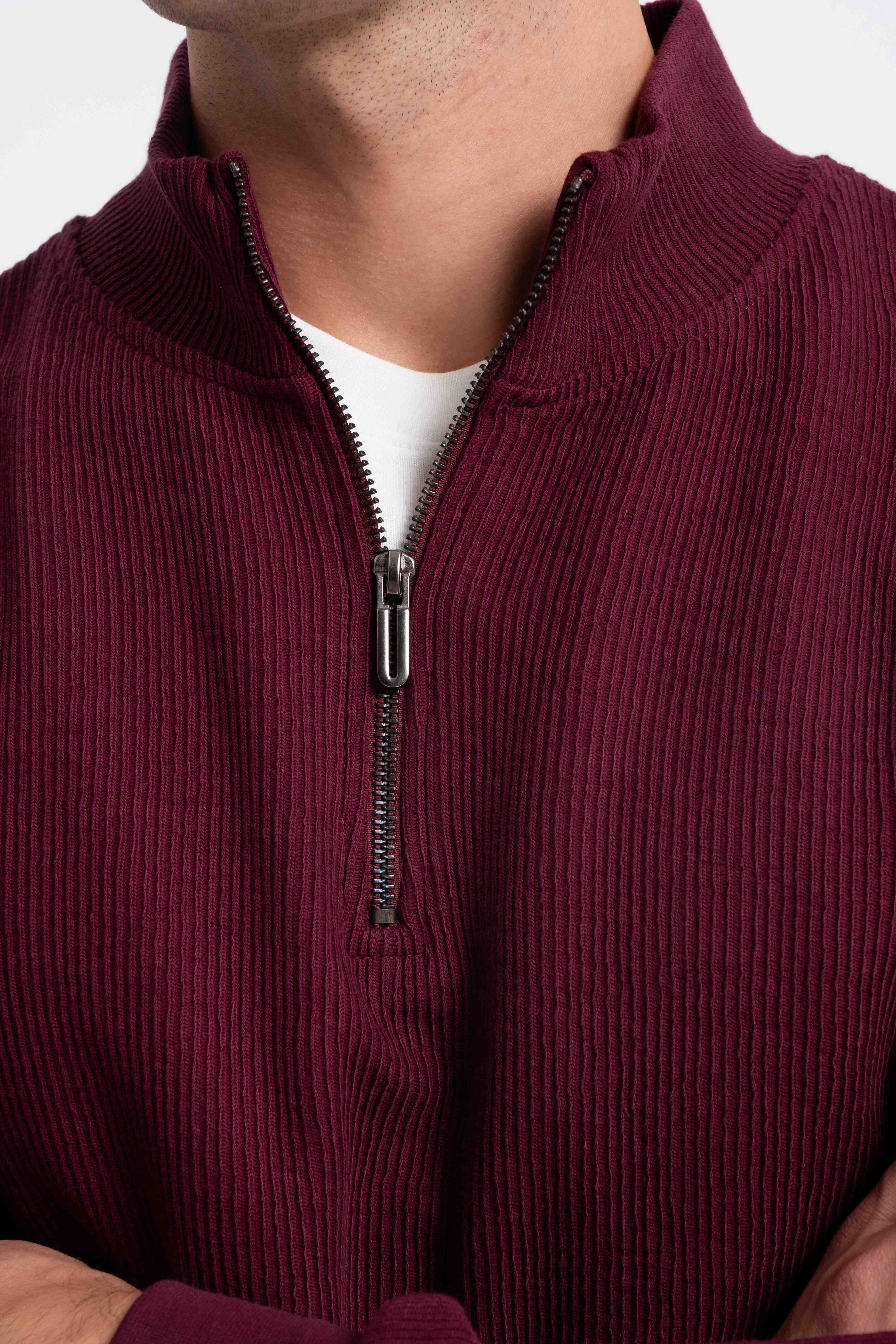 9517 JS DİK YAKA RP SELANİK SWEAT -R - Color: VİŞNE